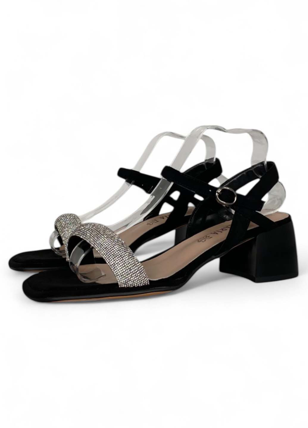 Черные босоножки Aiformaria с ремешком со стразами