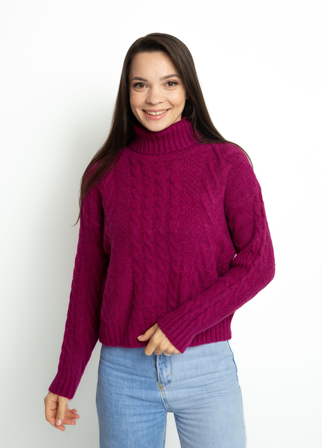 Фуксиновий (колору Фукія) демісезонний светр Time of Style