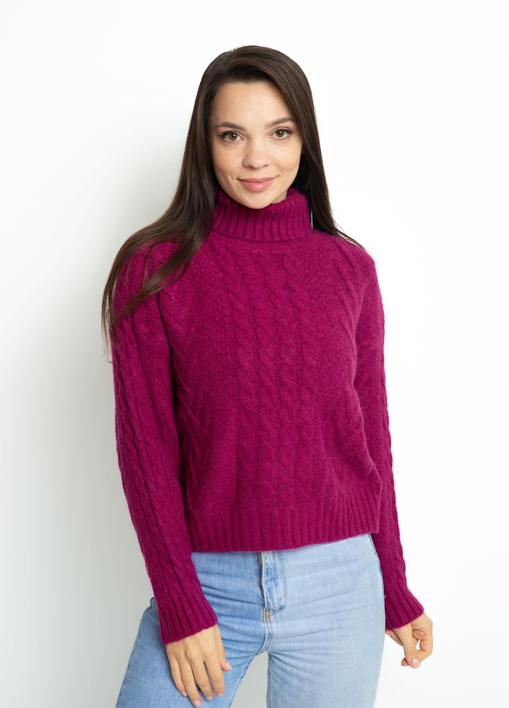 Фуксиновий (колору Фукія) демісезонний светр Time of Style