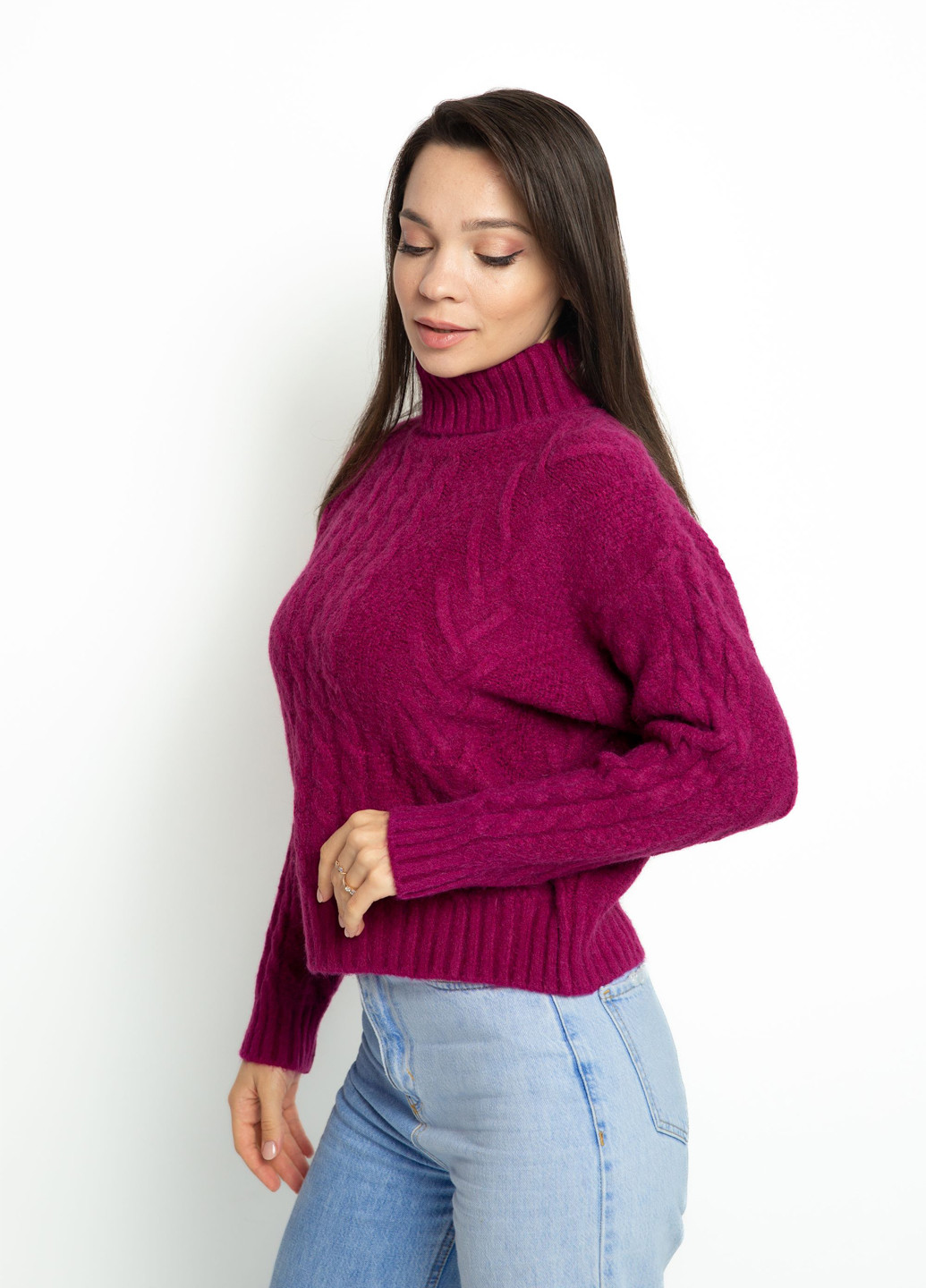 Фуксиновий (колору Фукія) демісезонний светр Time of Style