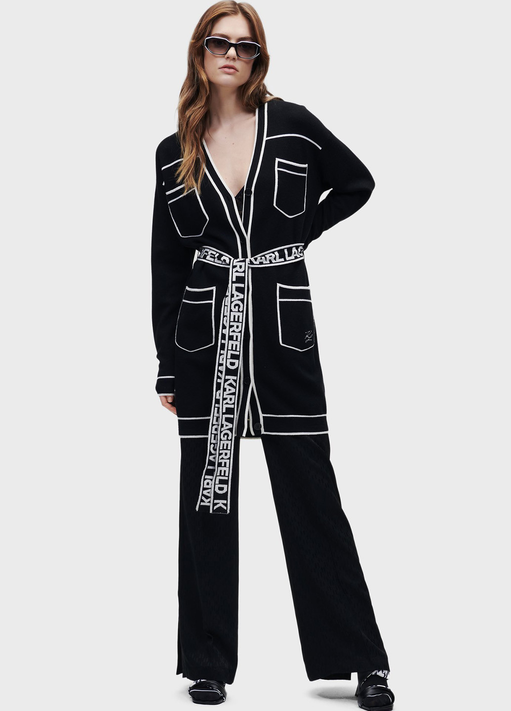 Черно-белый зимний кардиган Karl Lagerfeld