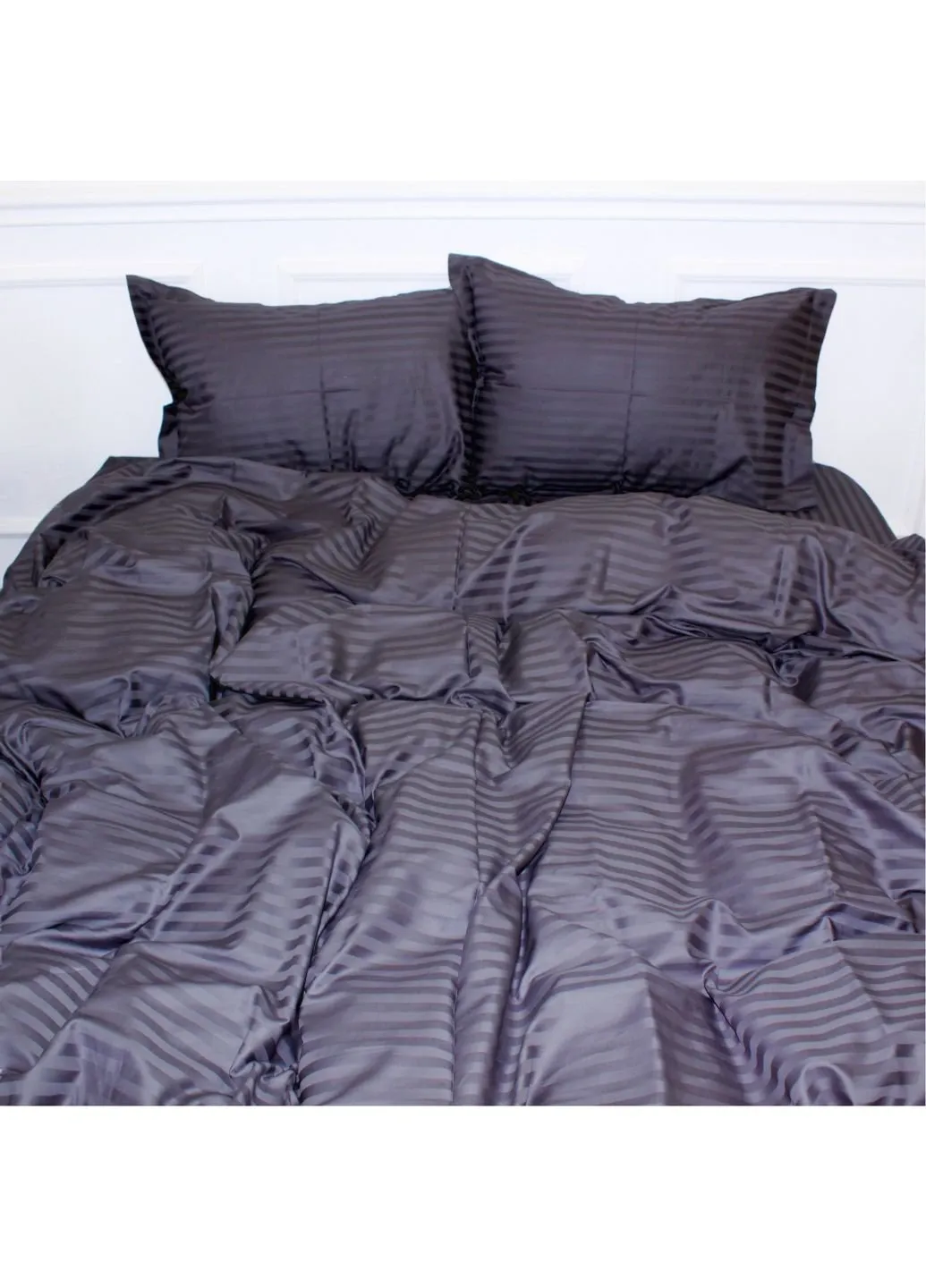 Постільна білизна Satin Stripe 30-0012 Dark Gray 200х220 (2200005251980) Mirson (254075484)