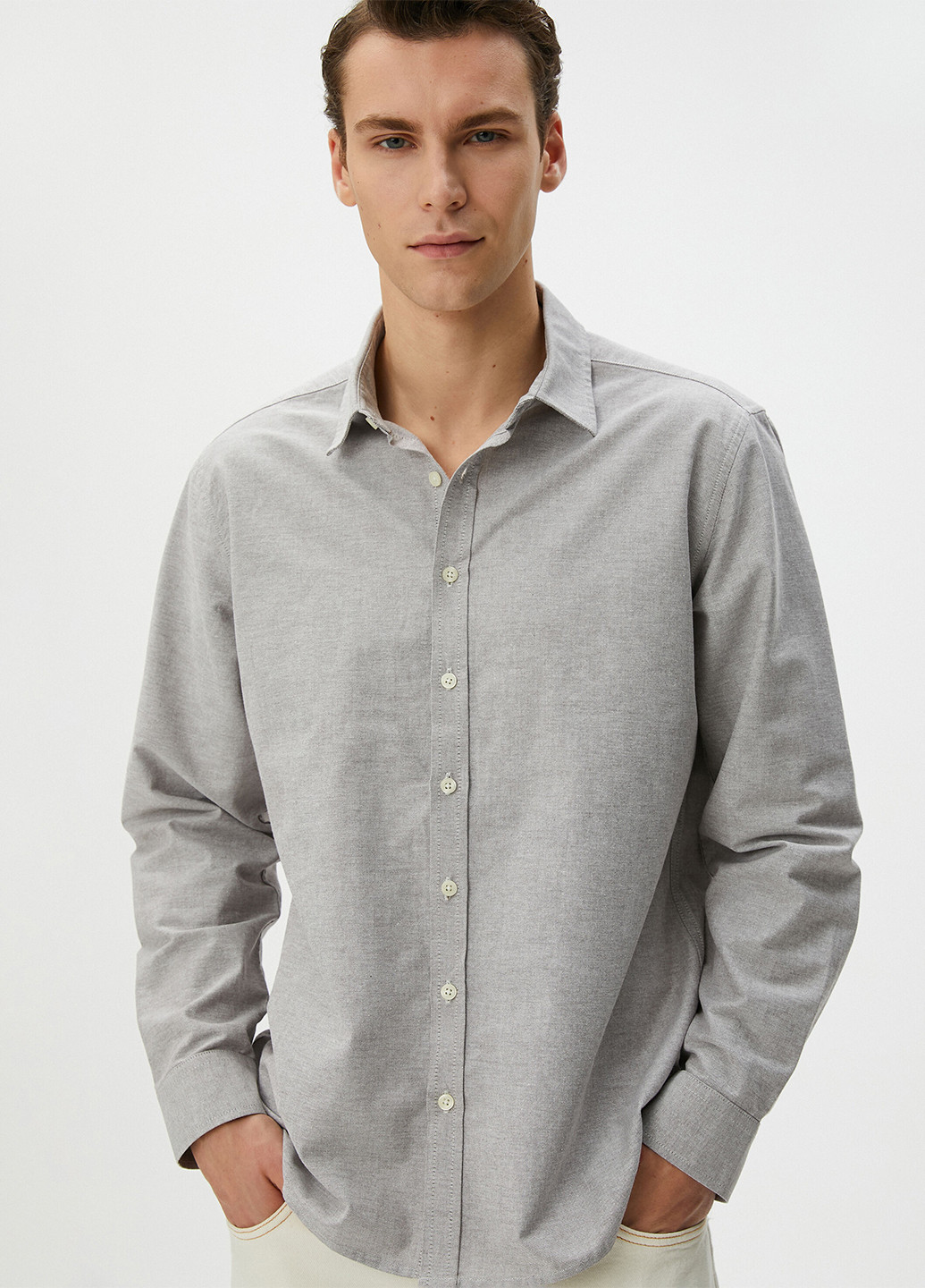 Коричневая кэжуал рубашка перец с солью KOTON