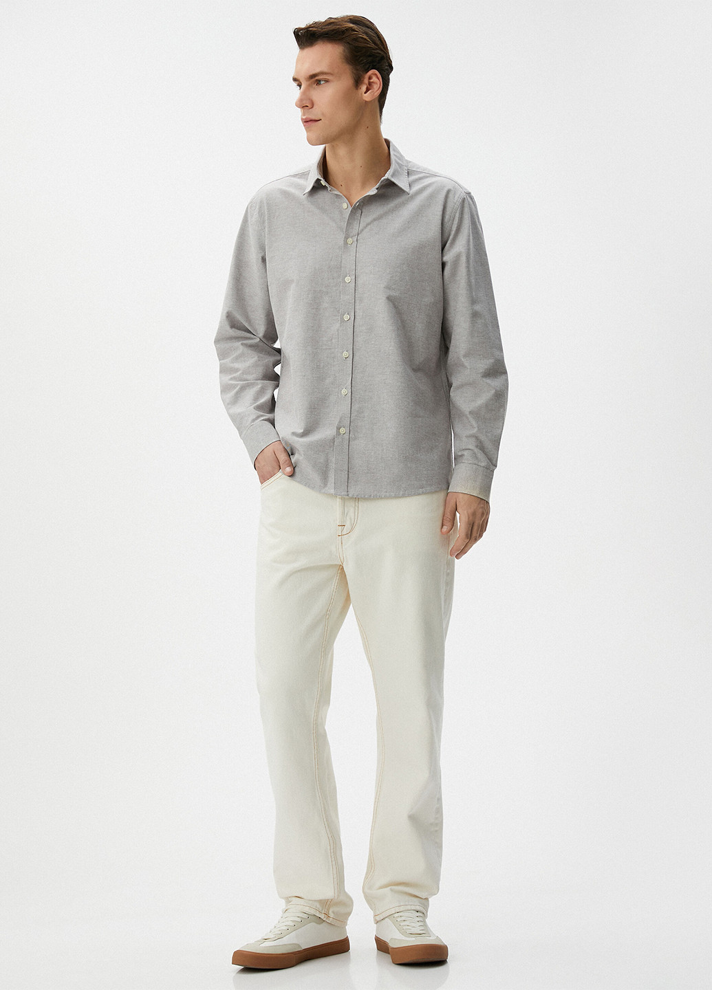 Коричневая кэжуал рубашка перец с солью KOTON