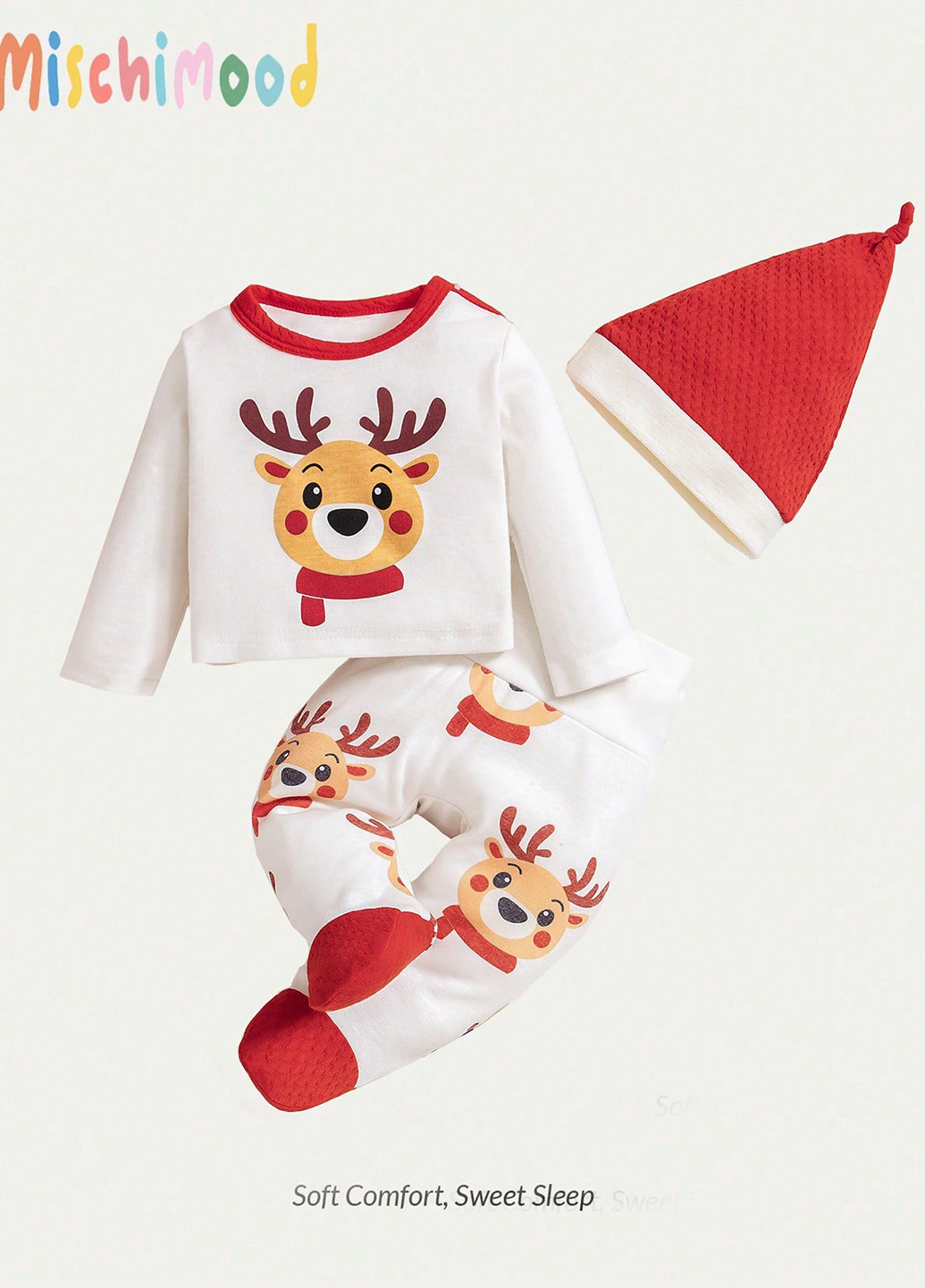 Біла зимня піжама (лонгслів, штани, ковпачок) SHEIN