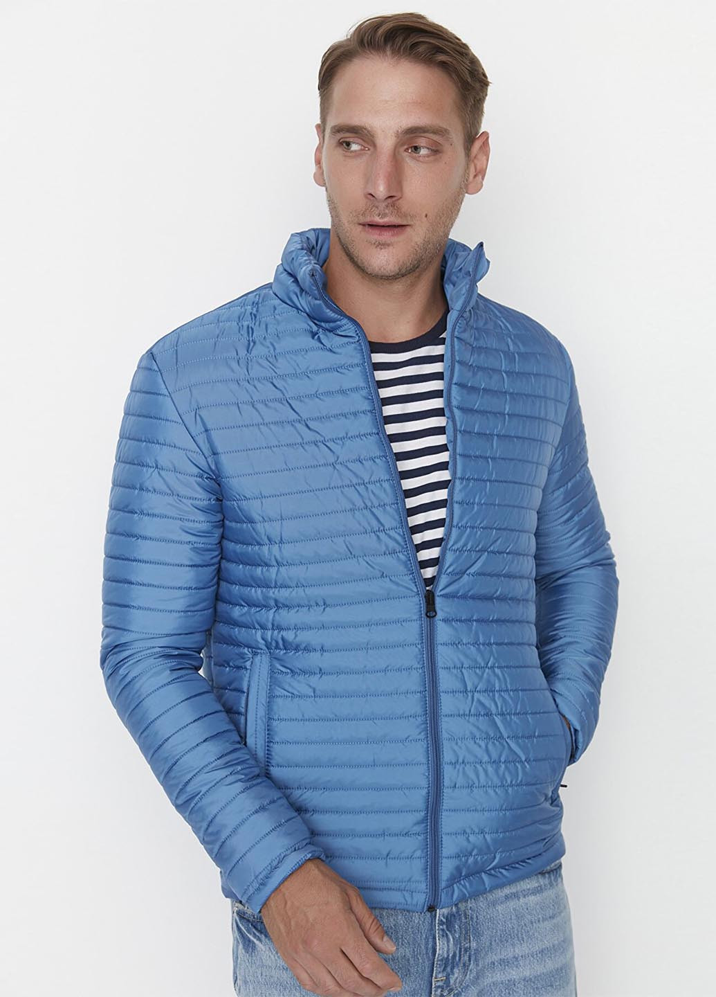 Голубая демисезонная куртка Trendyol