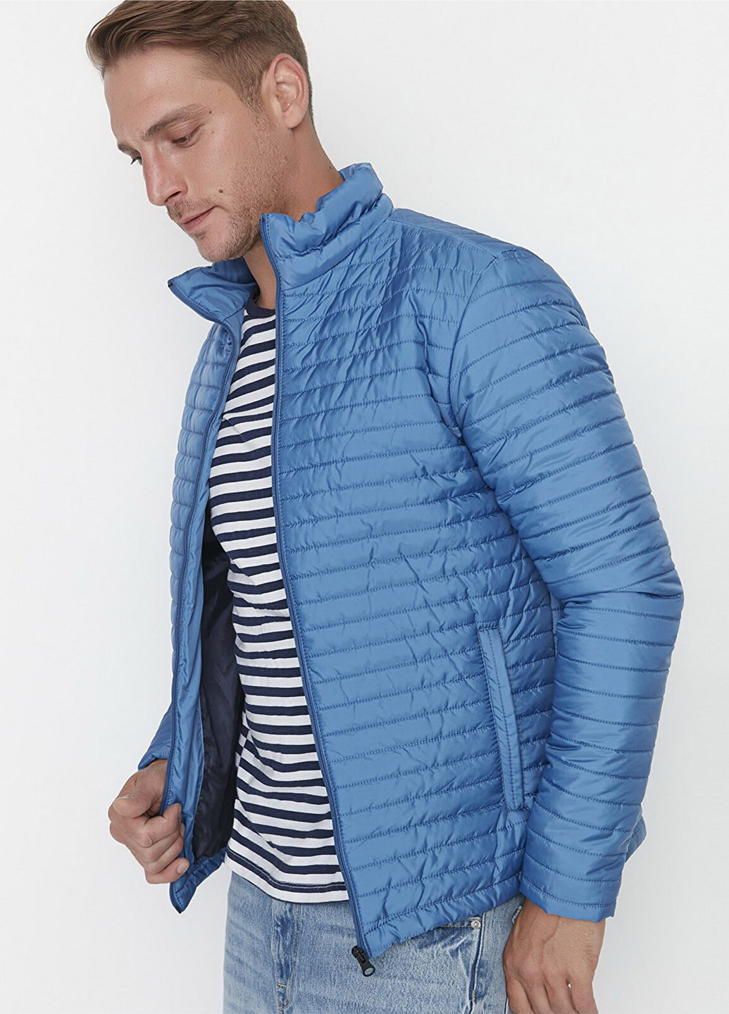 Голубая демисезонная куртка Trendyol