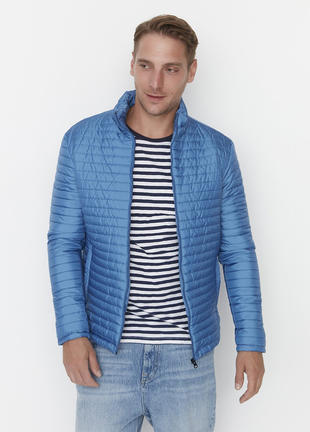 Голубая демисезонная куртка Trendyol