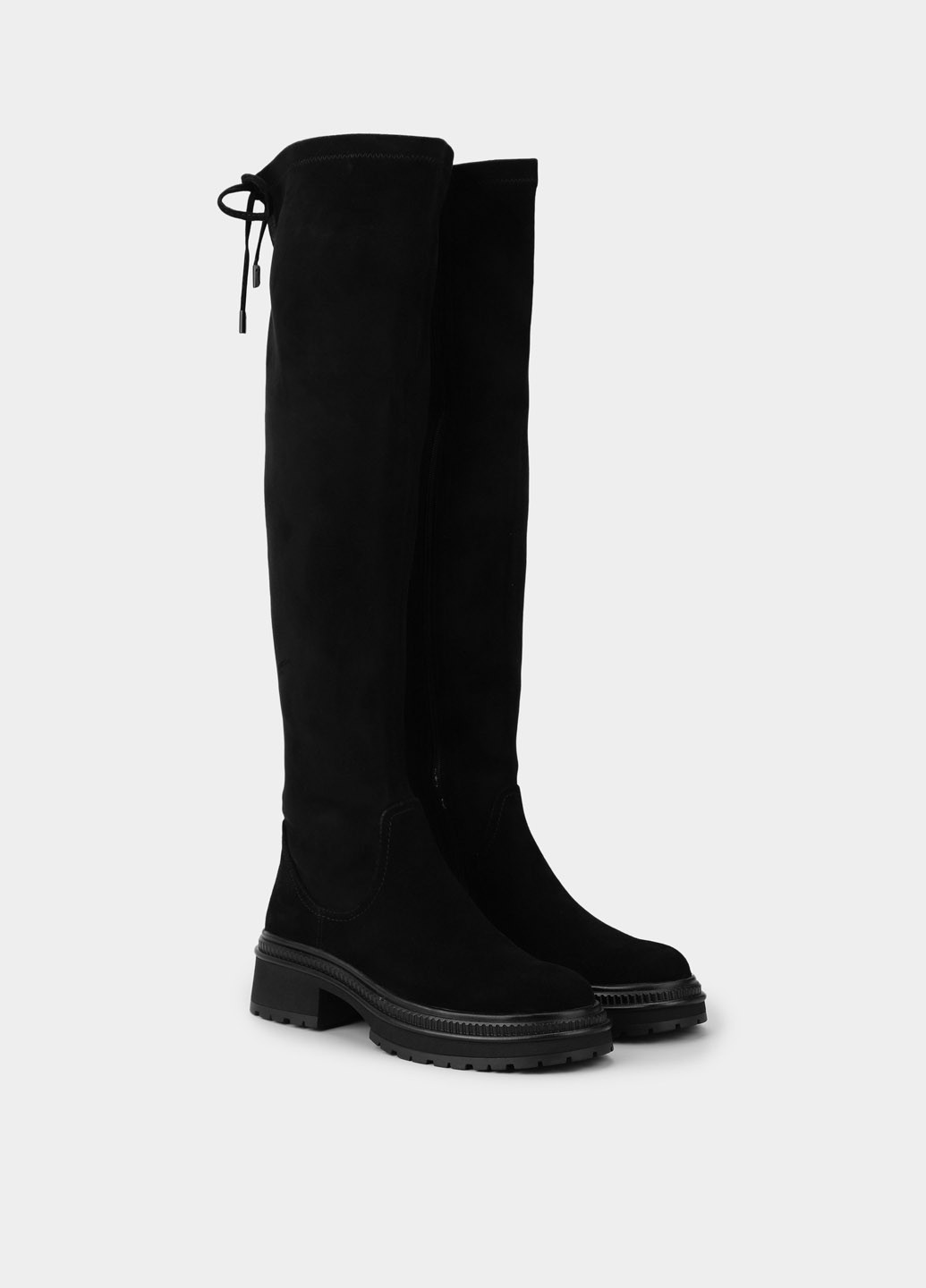 Осенние ботфорты Braska завязки из натуральной замши, тканевые