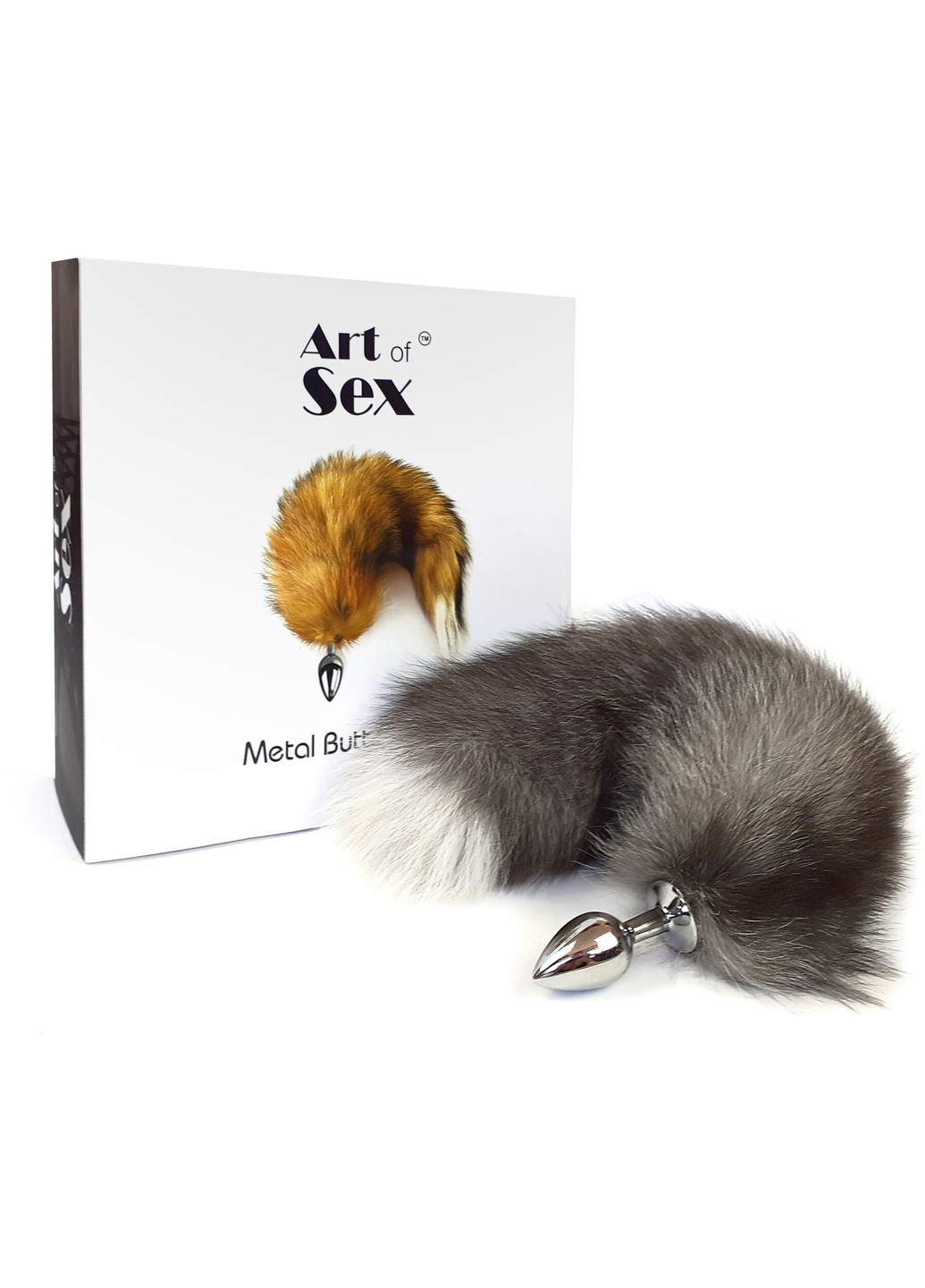 Металлическая анальная пробка с хвостом из натурального меха size M Artctic fox Art of Sex (255005793)