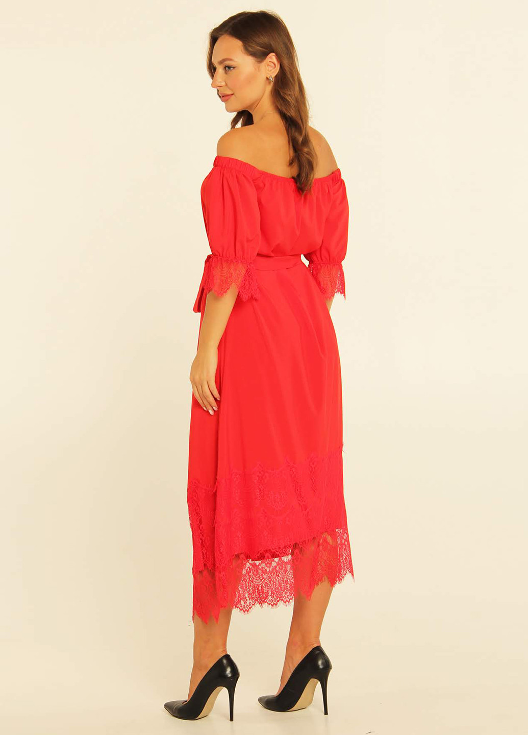 Красное кэжуал платье а-силуэт Majaly однотонное