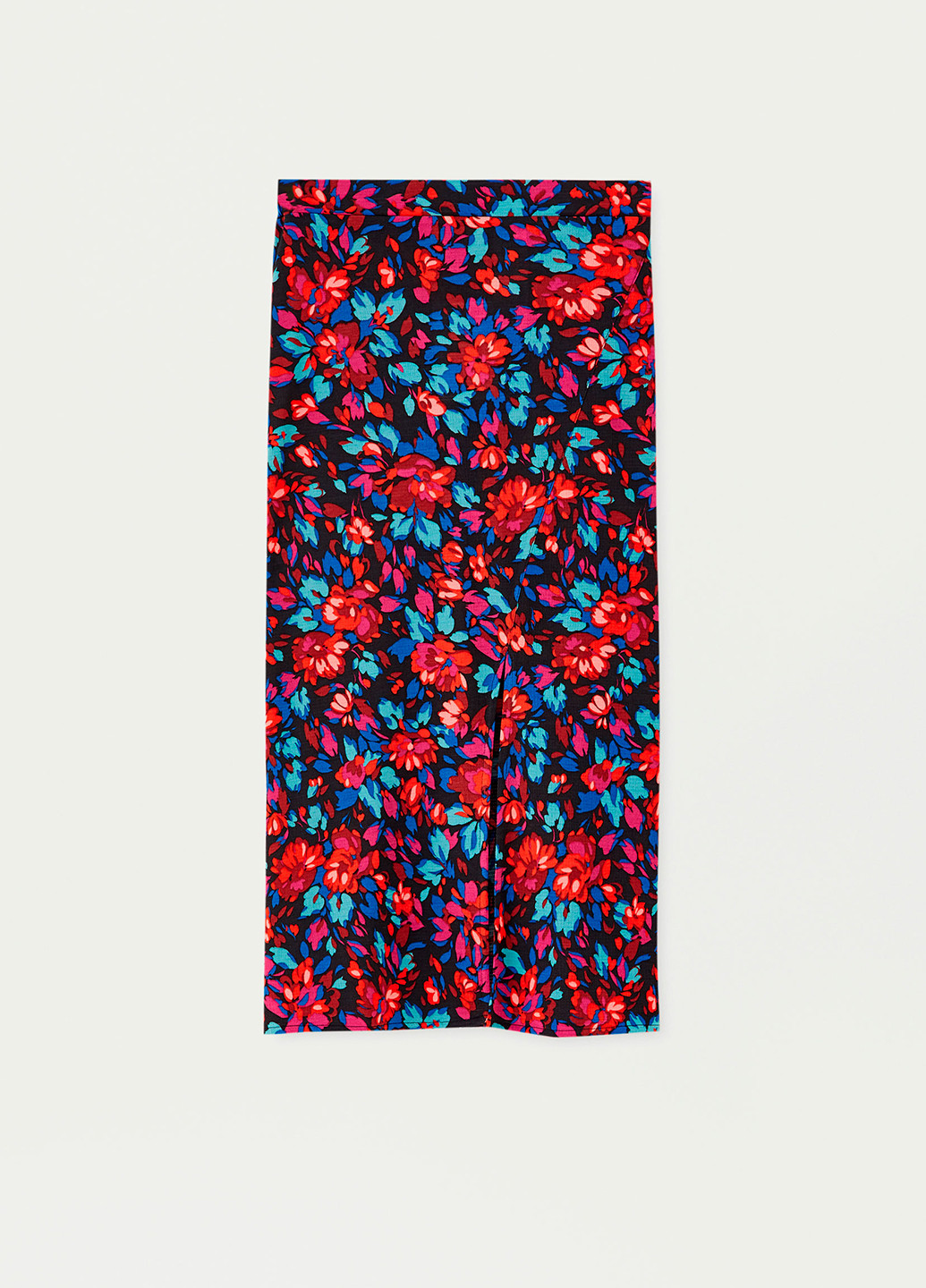 Черная кэжуал цветочной расцветки юбка Pull & Bear на запах