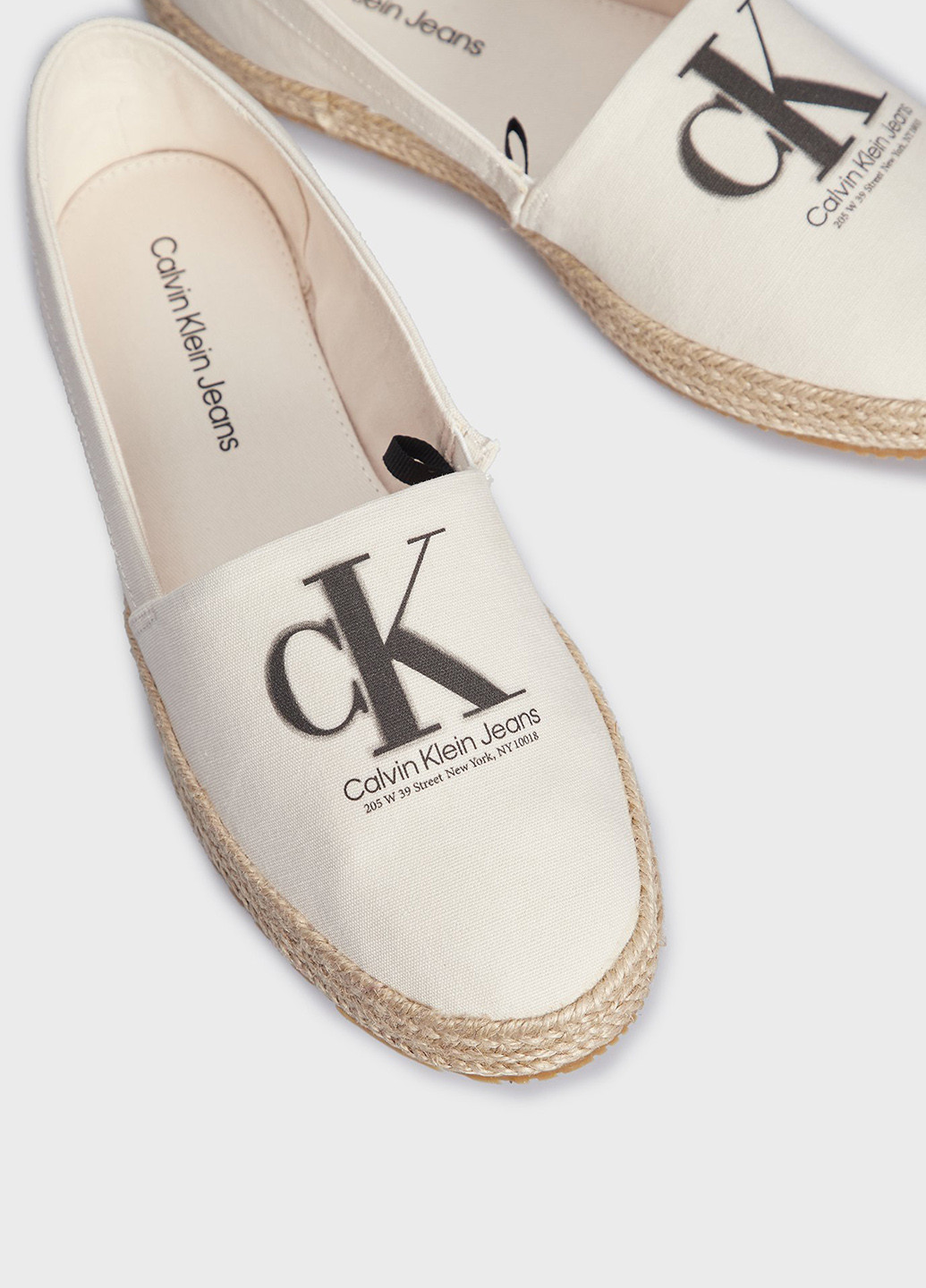 Белые эспадрильи Calvin Klein Jeans логотип логотип, плетение (328199708)