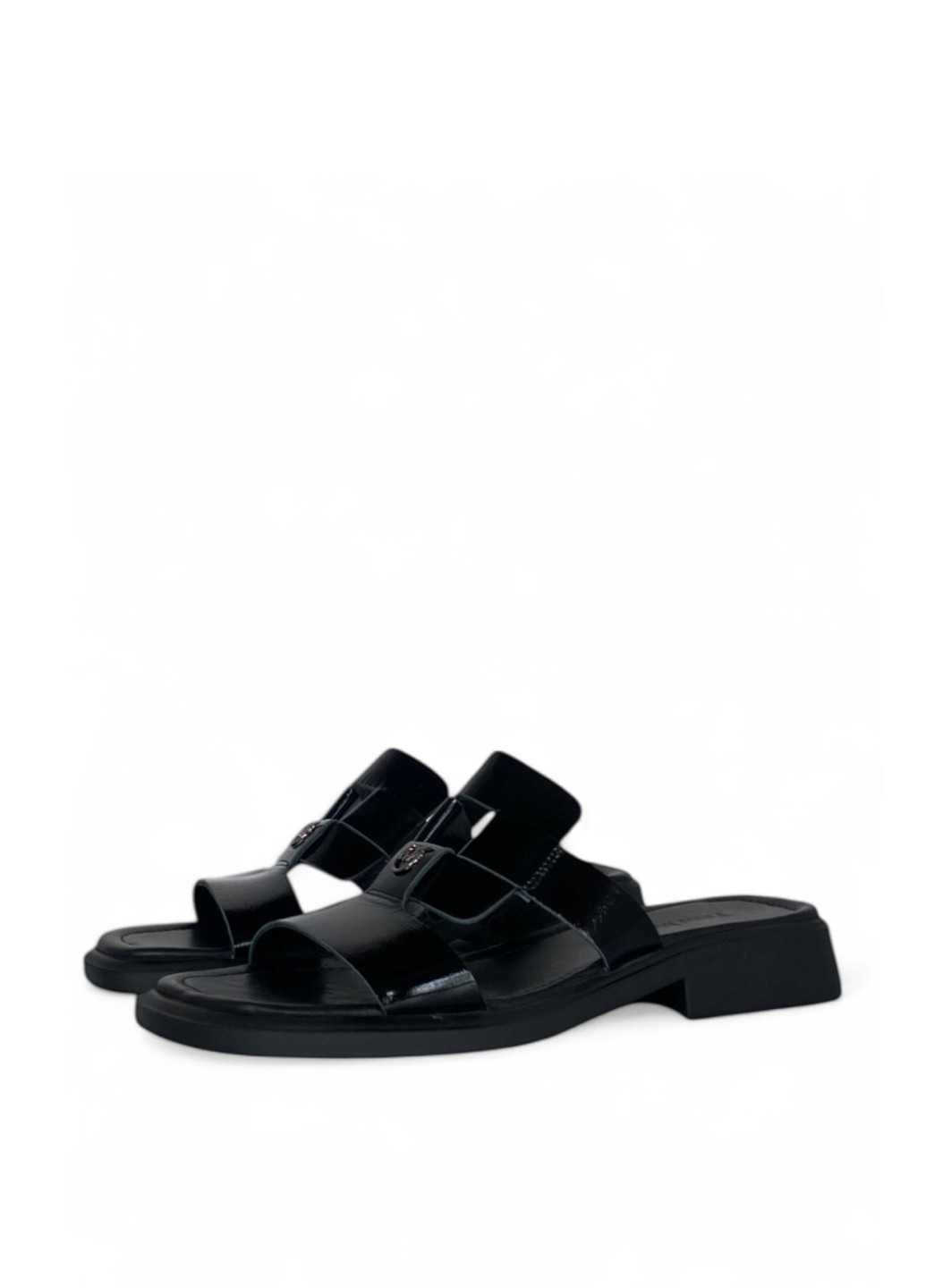 Черные шлепанцы Fabio Monelli с логотипом, лаковые