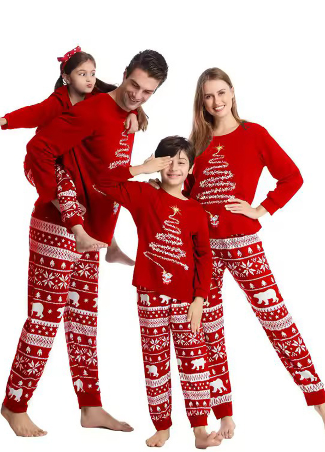 Красная зимняя пижама (лонгслив, брюки) SHEIN