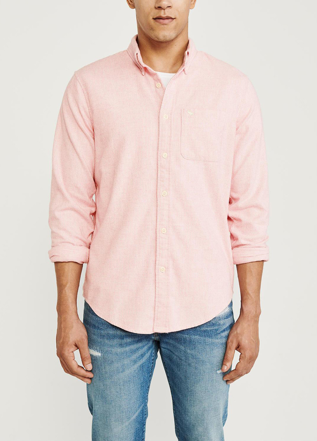 Светло-розовая кэжуал рубашка в клетку Abercrombie & Fitch
