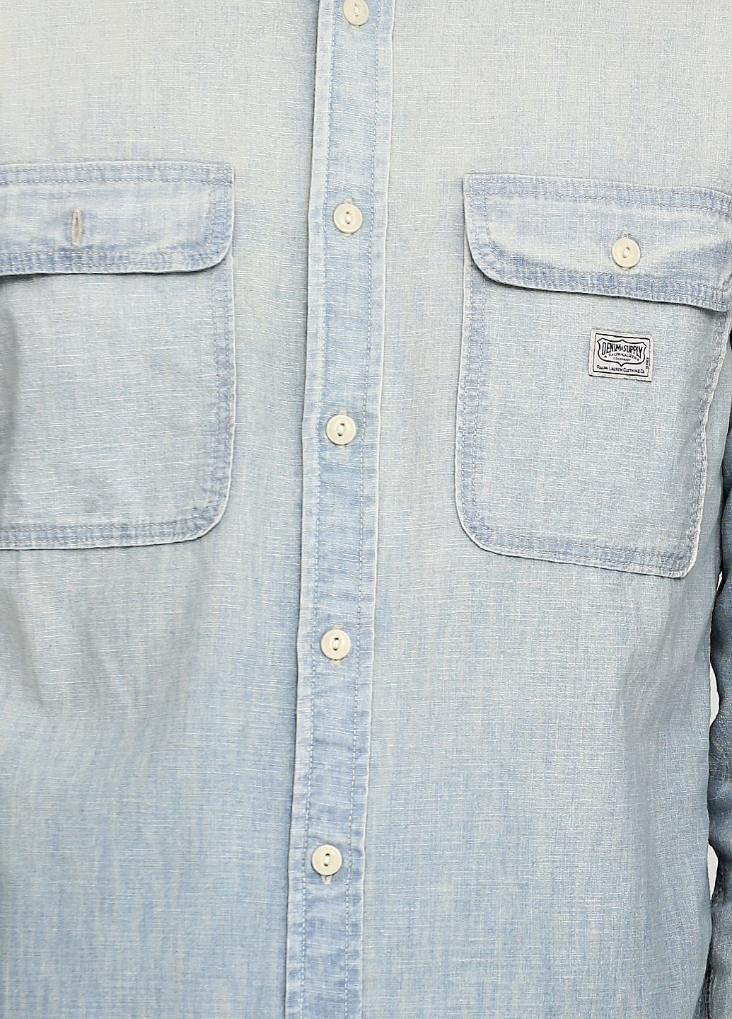 Голубой джинсовая рубашка однотонная Ralph Lauren с длинным рукавом