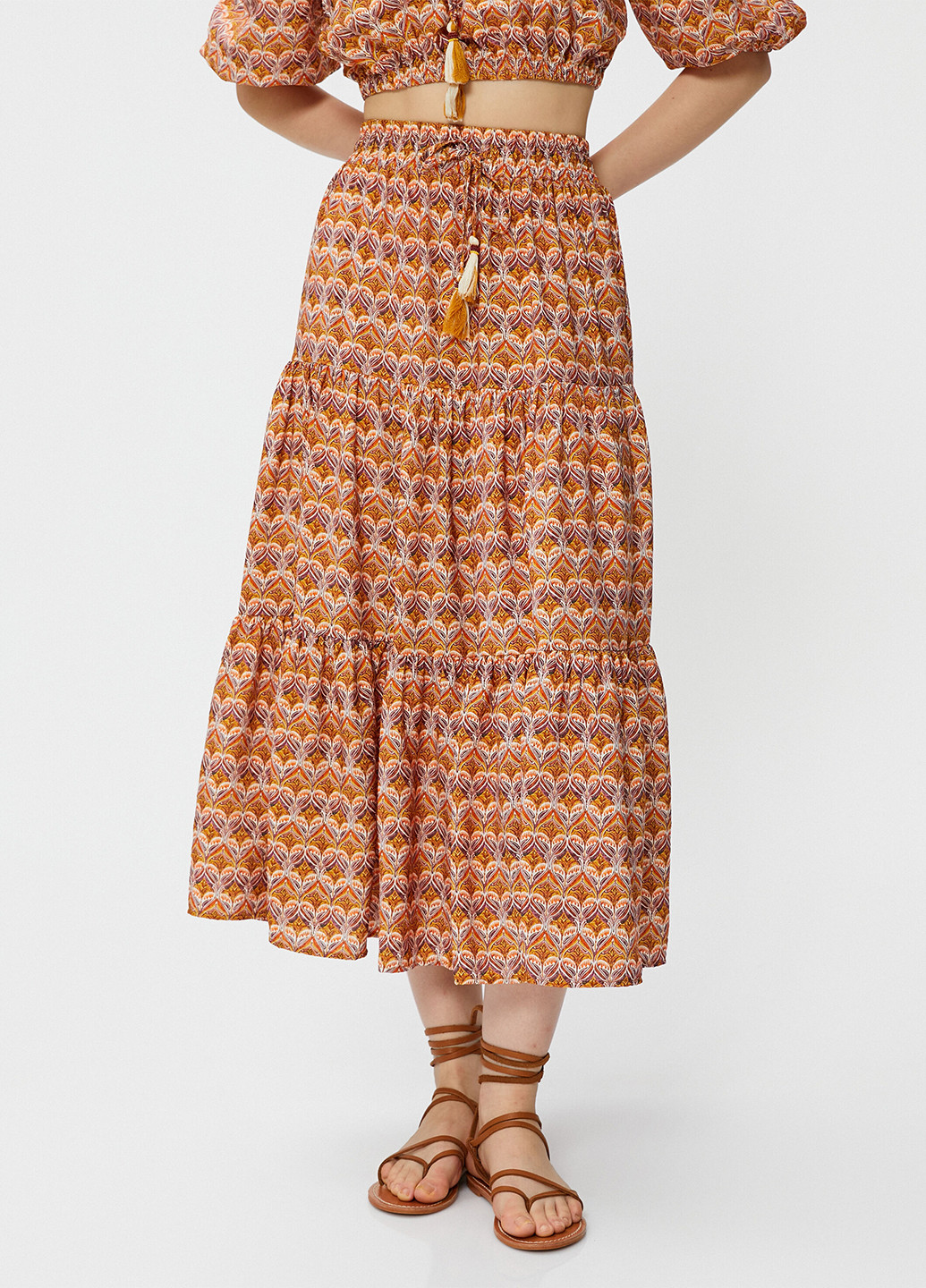 Разноцветная кэжуал с рисунком юбка KOTON клешированная