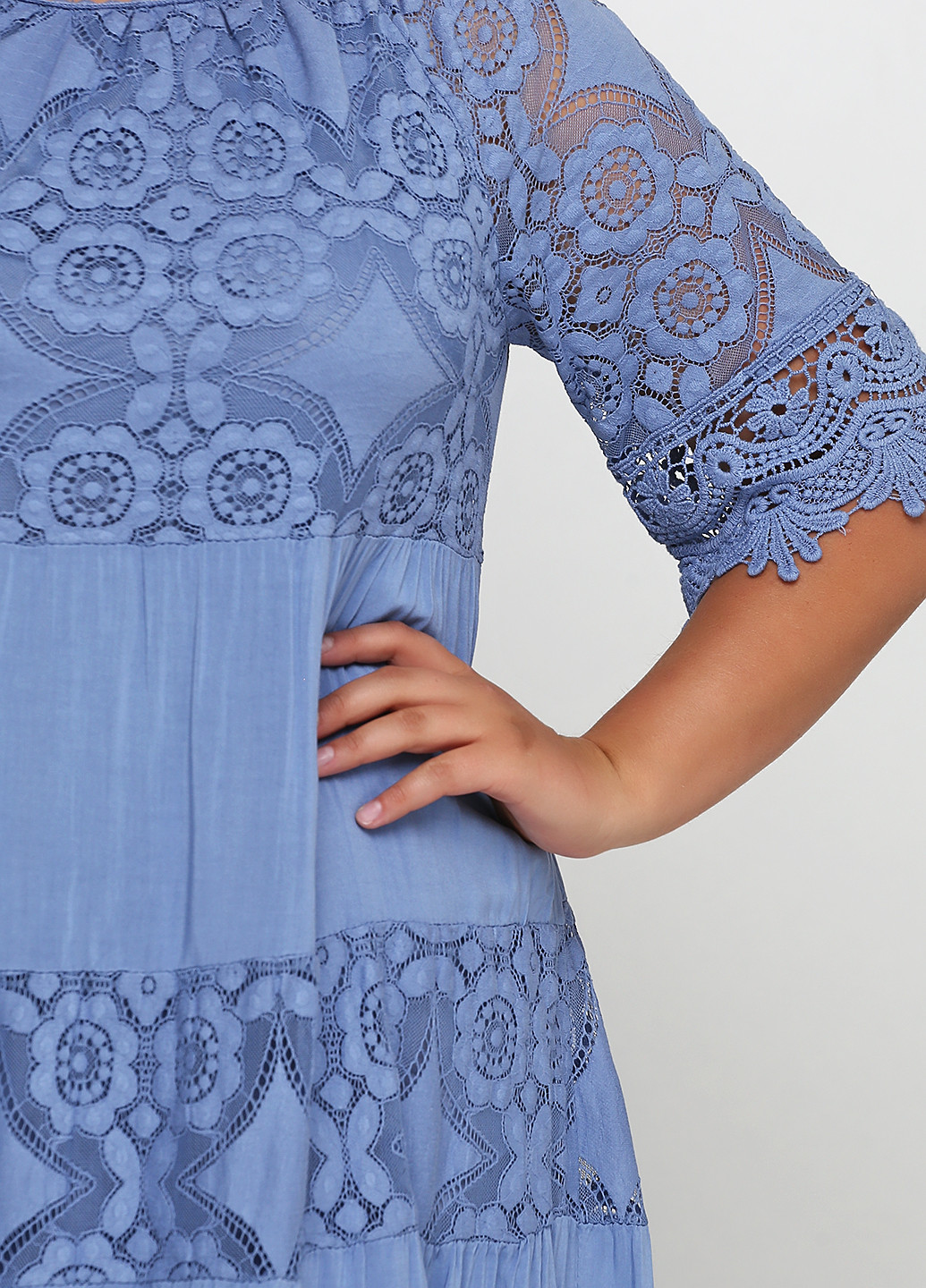Темно-голубое кэжуал платье клеш Made in Italy однотонное