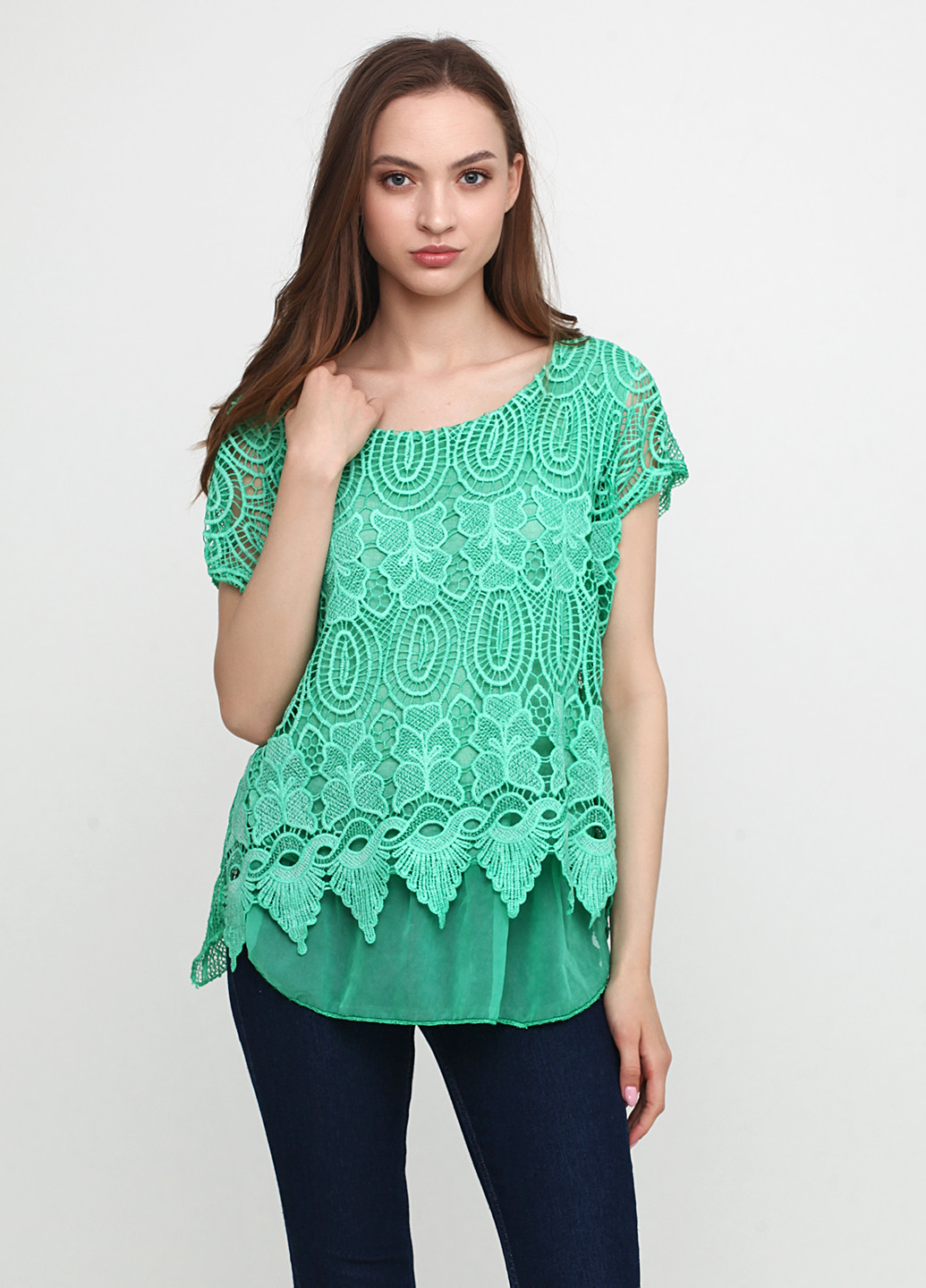 Зеленая летняя блуза Moda in Italy