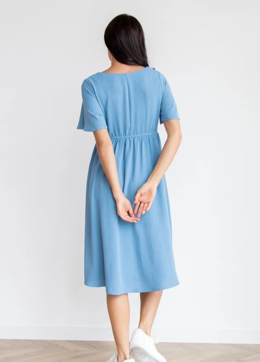 Блакитна м'яка літня сукня для вагітних і годуючих з секретом для годування з дихаючої бавовняної тканини To Be