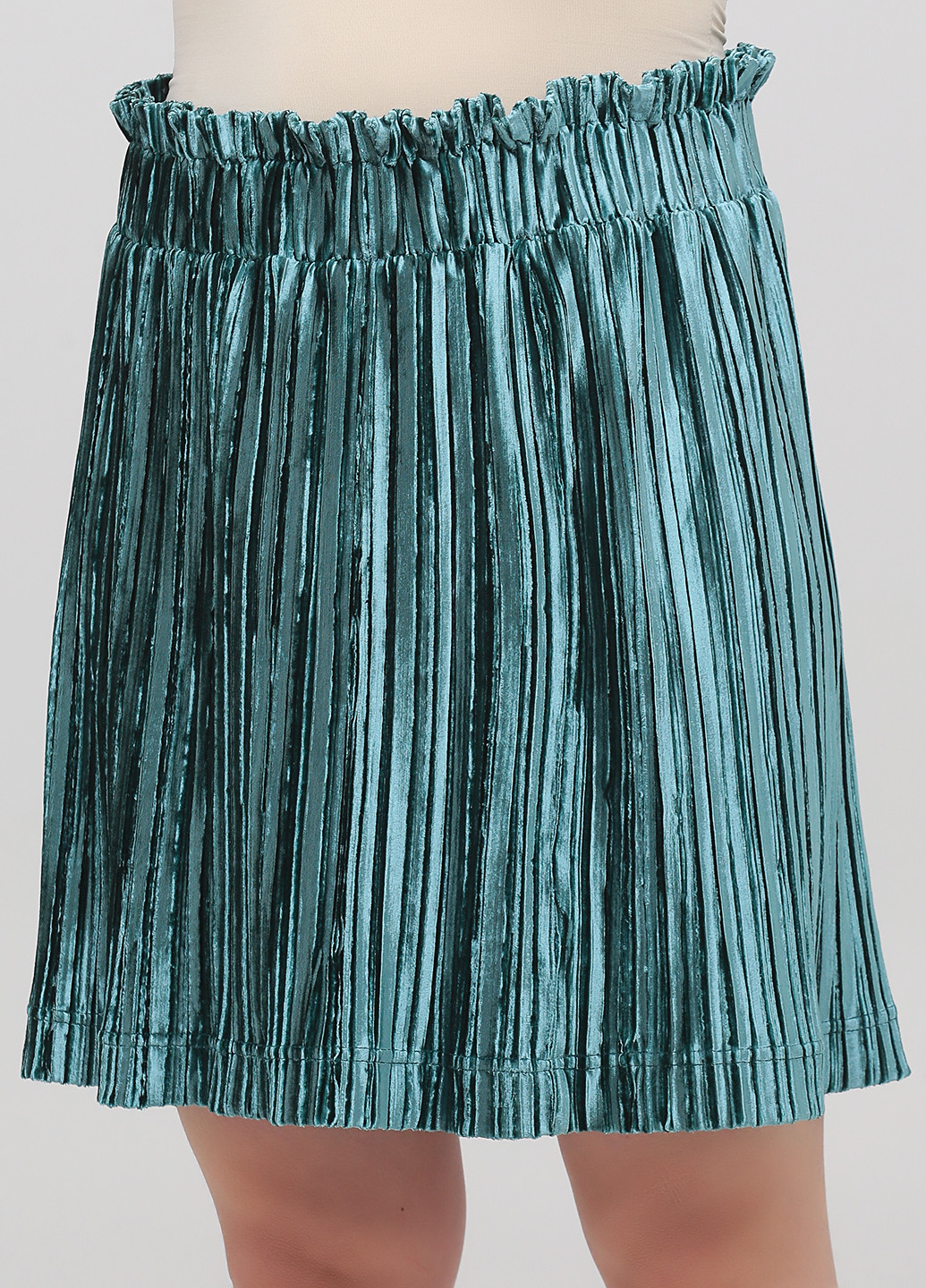 Изумрудная кэжуал однотонная юбка Monki плиссе, а-силуэта (трапеция)