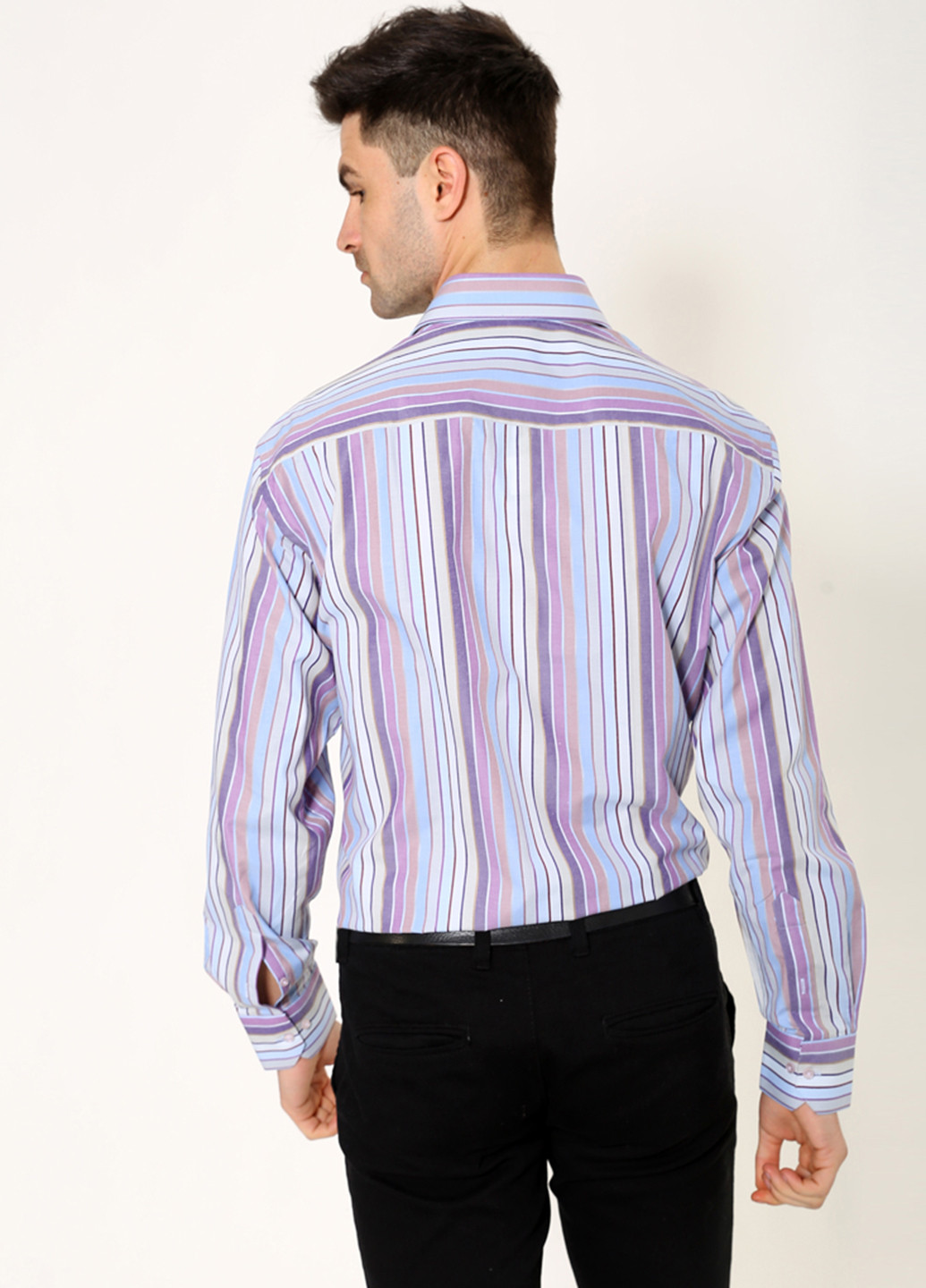 Сиреневая кэжуал рубашка в полоску Piatti