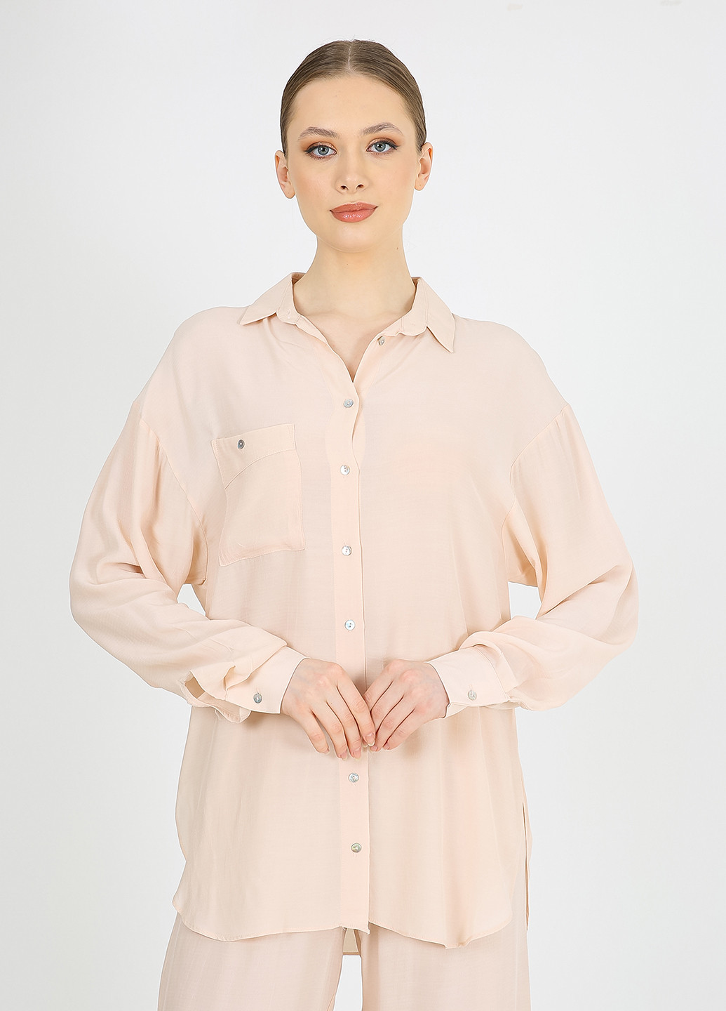 Пудровая кэжуал рубашка однотонная Casalini