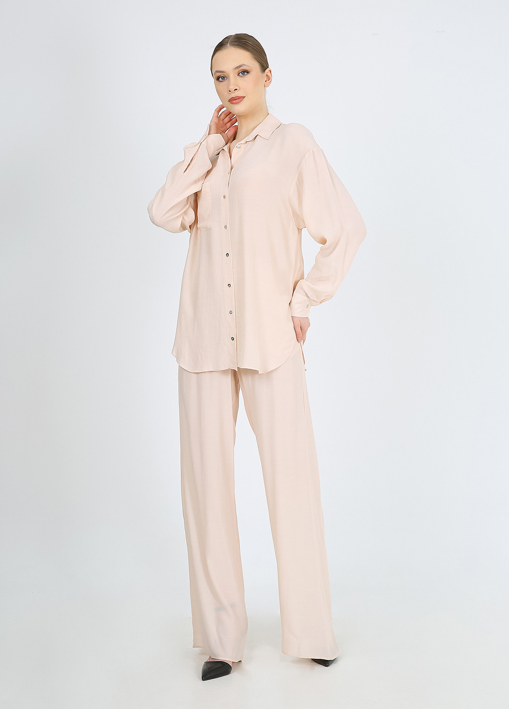 Пудровая кэжуал рубашка однотонная Casalini