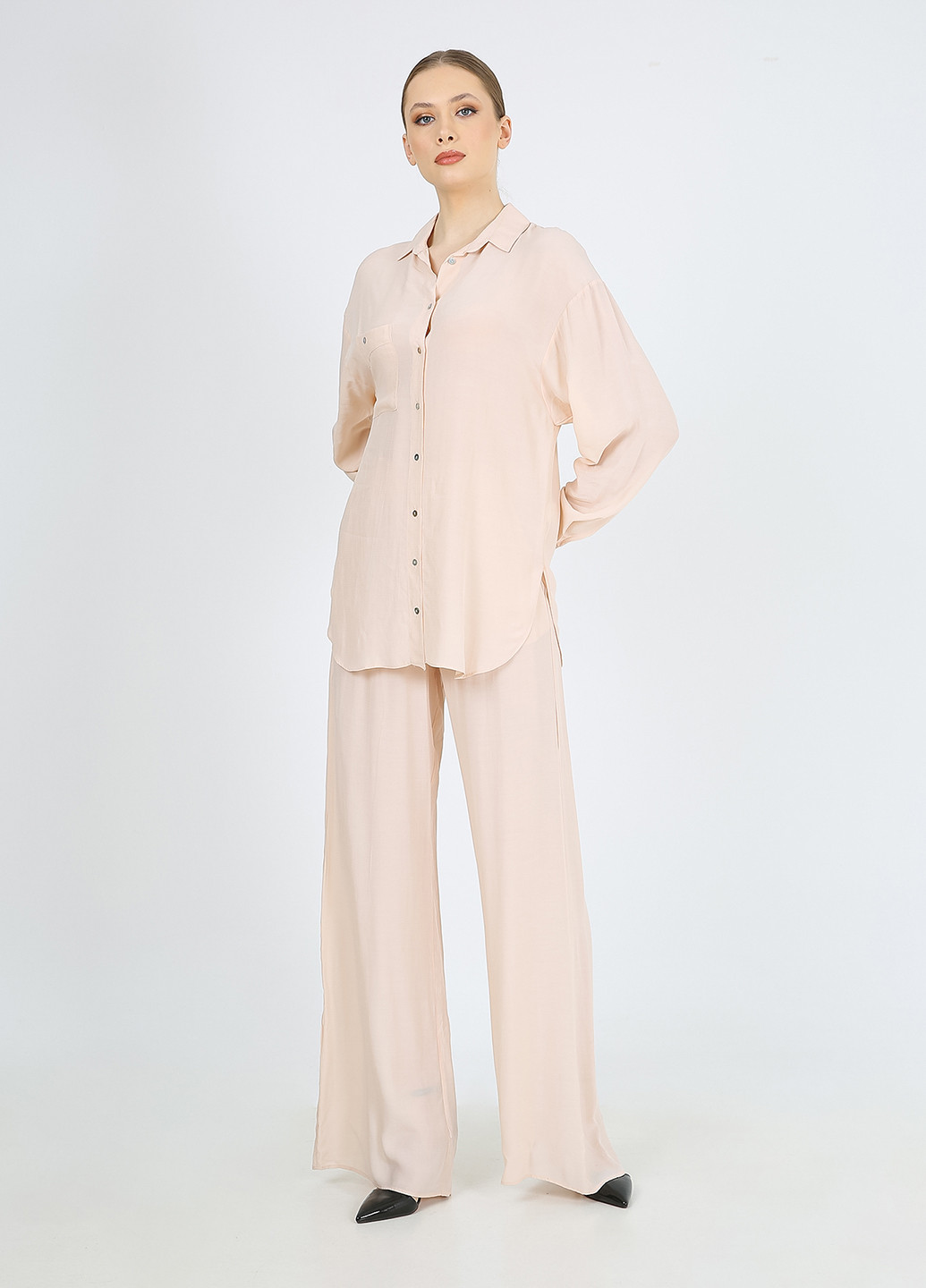 Пудровая кэжуал рубашка однотонная Casalini