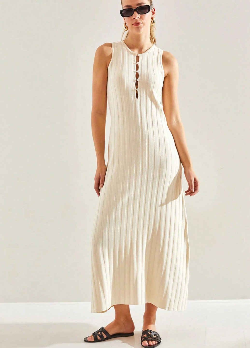 Бежева кежуал сукня сукня-майка SHEIN однотонна