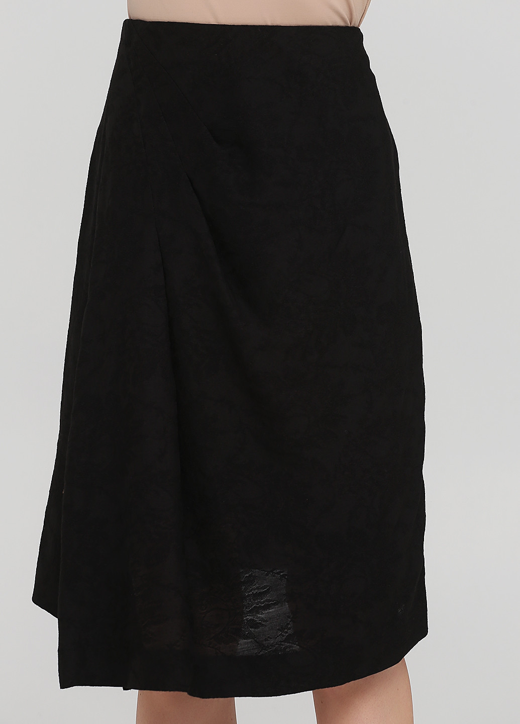 Черная кэжуал однотонная юбка White & Wood Ventilo а-силуэта (трапеция)