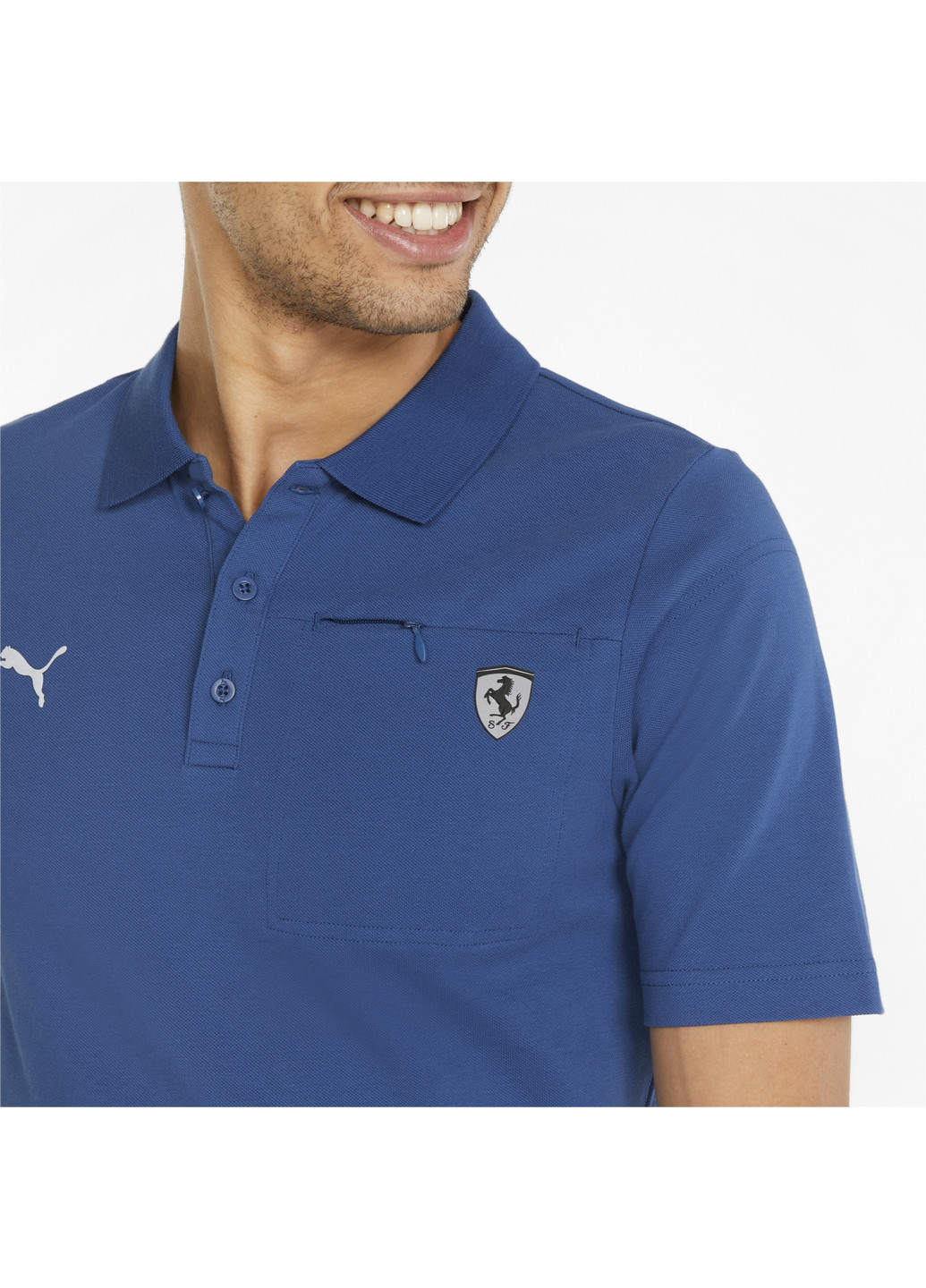 Синяя демисезонная поло scuderia ferrari style men's polo shirt Puma