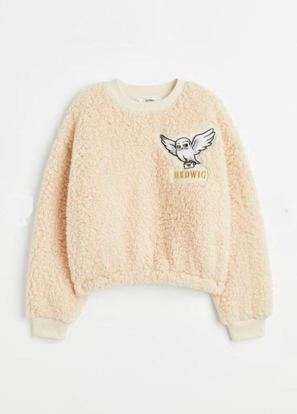 Світло-бежевий світшот H&M малюнок нашивки (347074199)