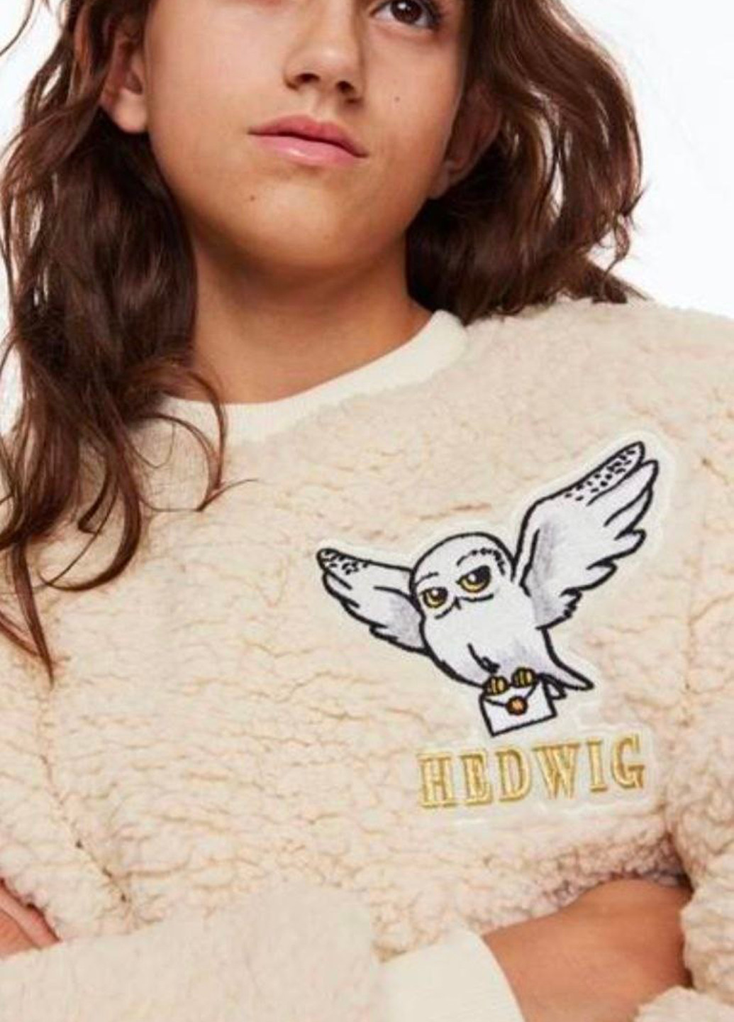 Світло-бежевий світшот H&M малюнок нашивки (347074199)