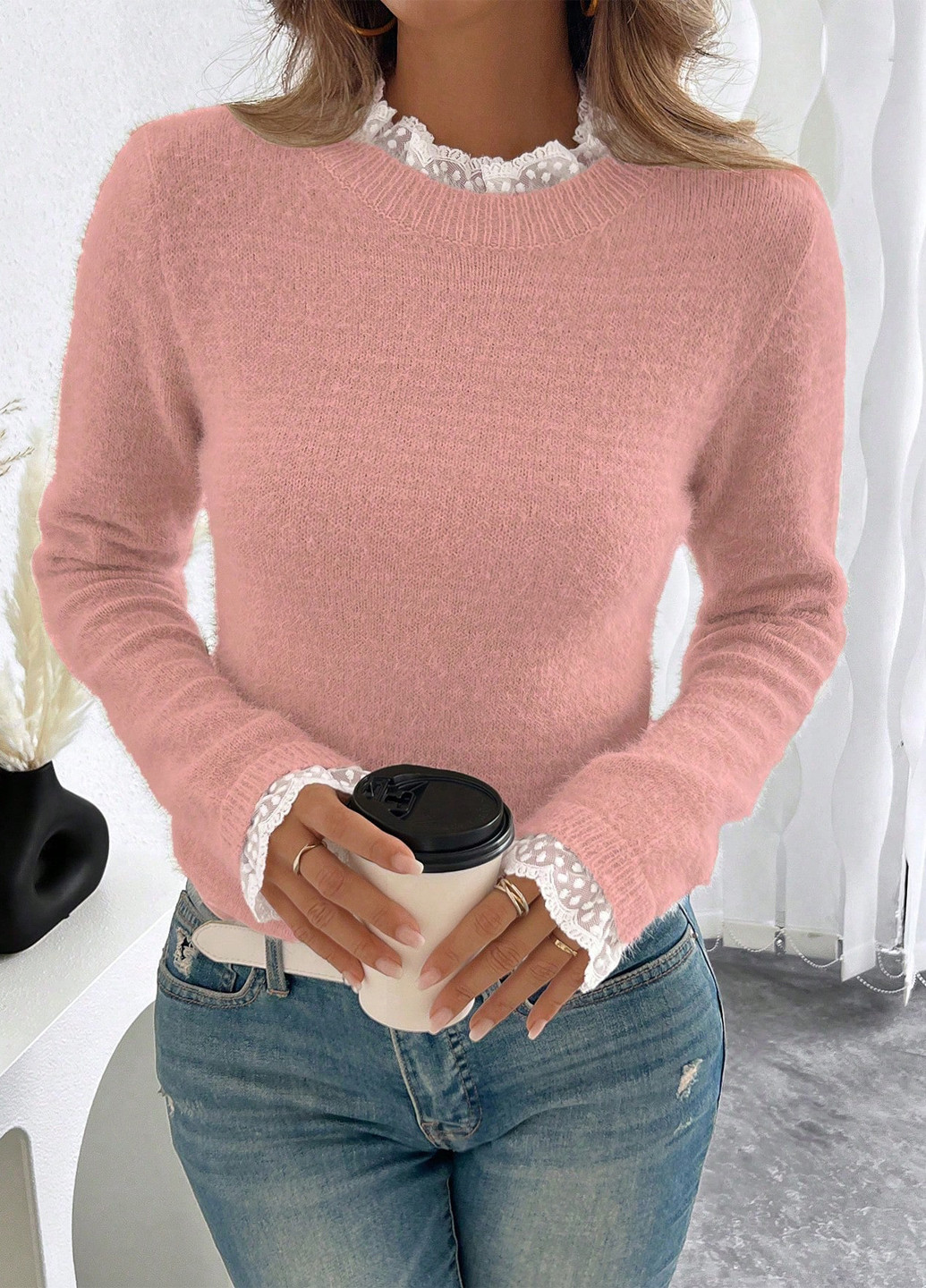 Світло-рожевий демісезонний джемпер джемпер SHEIN