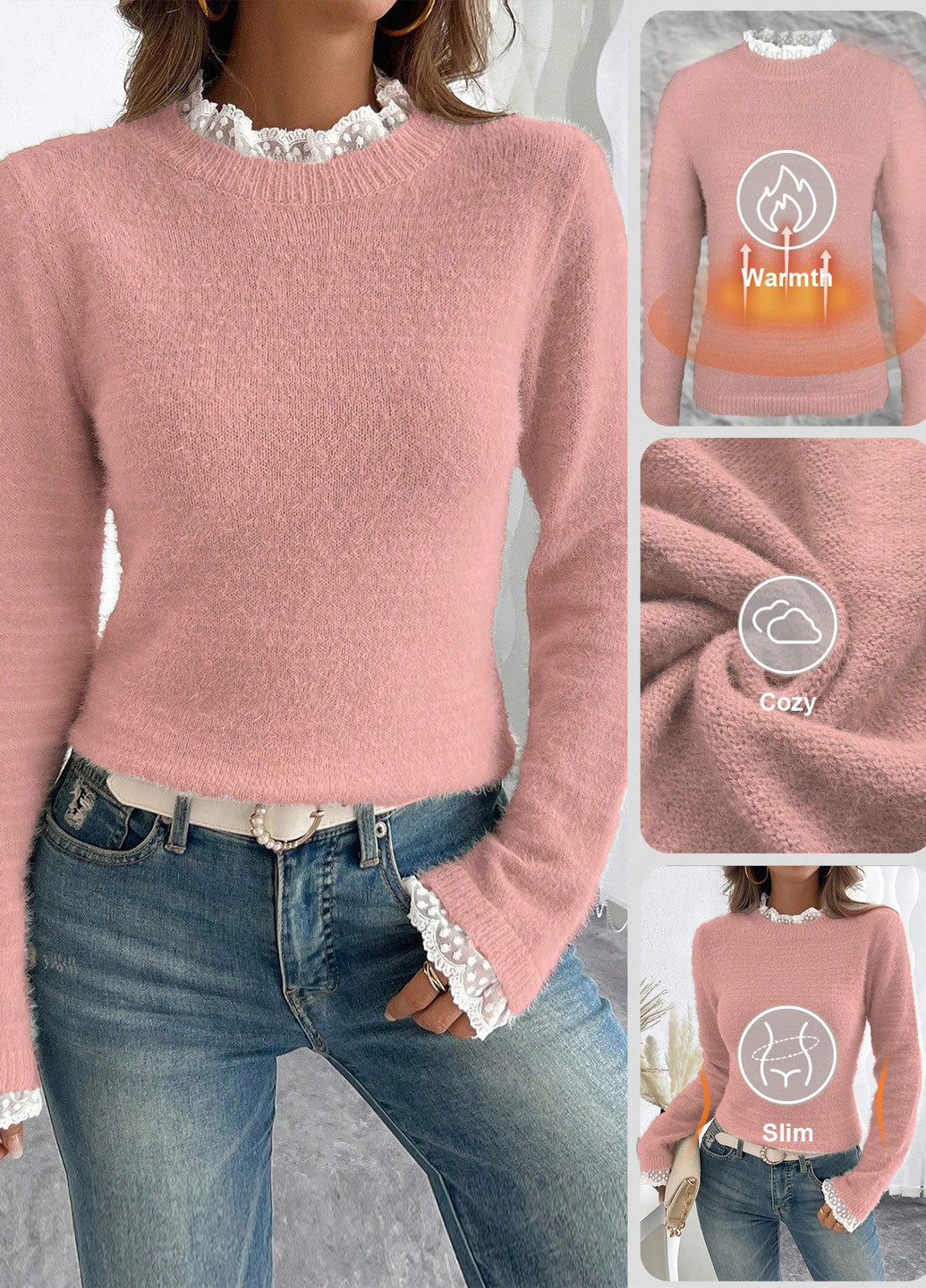 Світло-рожевий демісезонний джемпер джемпер SHEIN