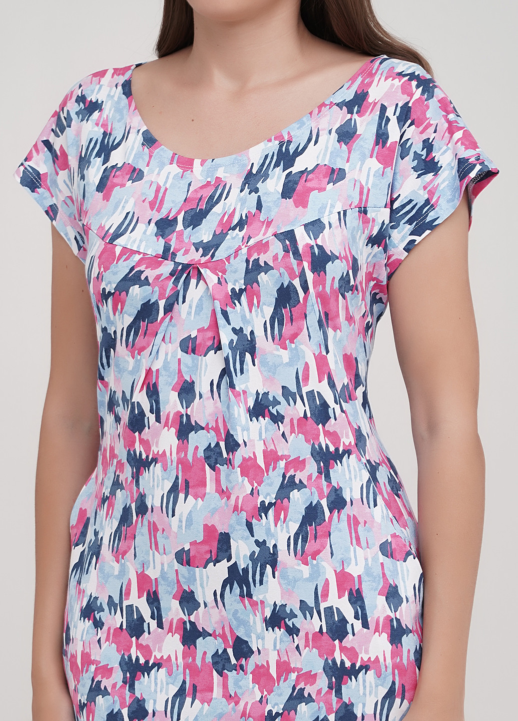 Комбинированное домашнее платье платье-футболка Трикомир с абстрактным узором
