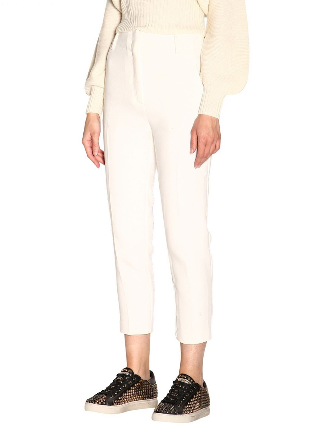 Белые кэжуал летние зауженные, укороченные брюки Pinko