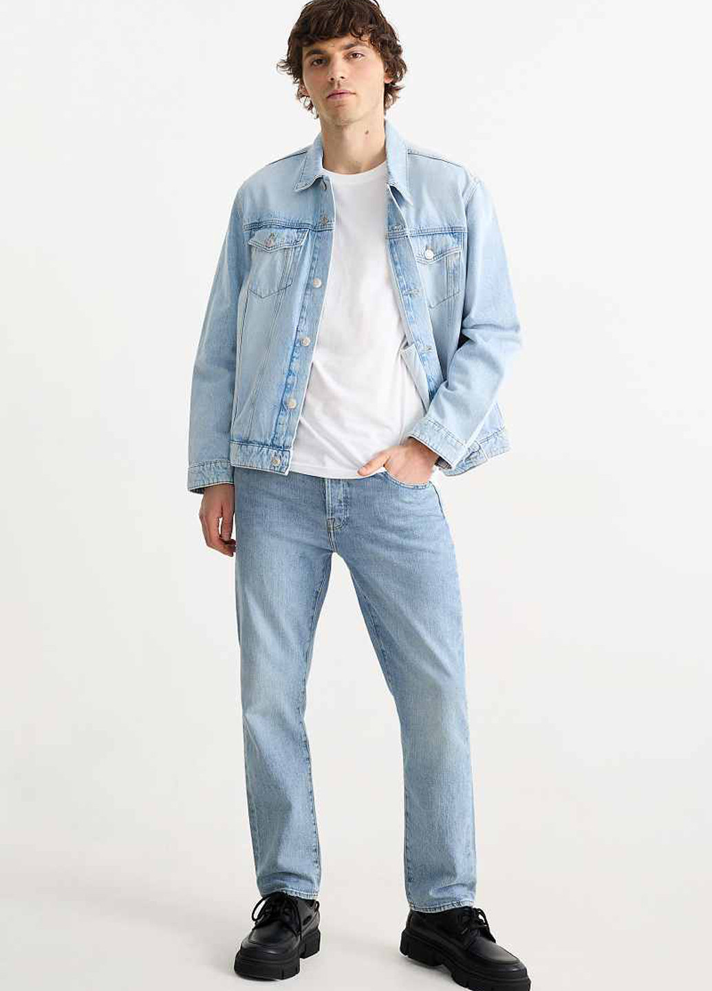 Голубые демисезонные регюлар фит джинсы C&A