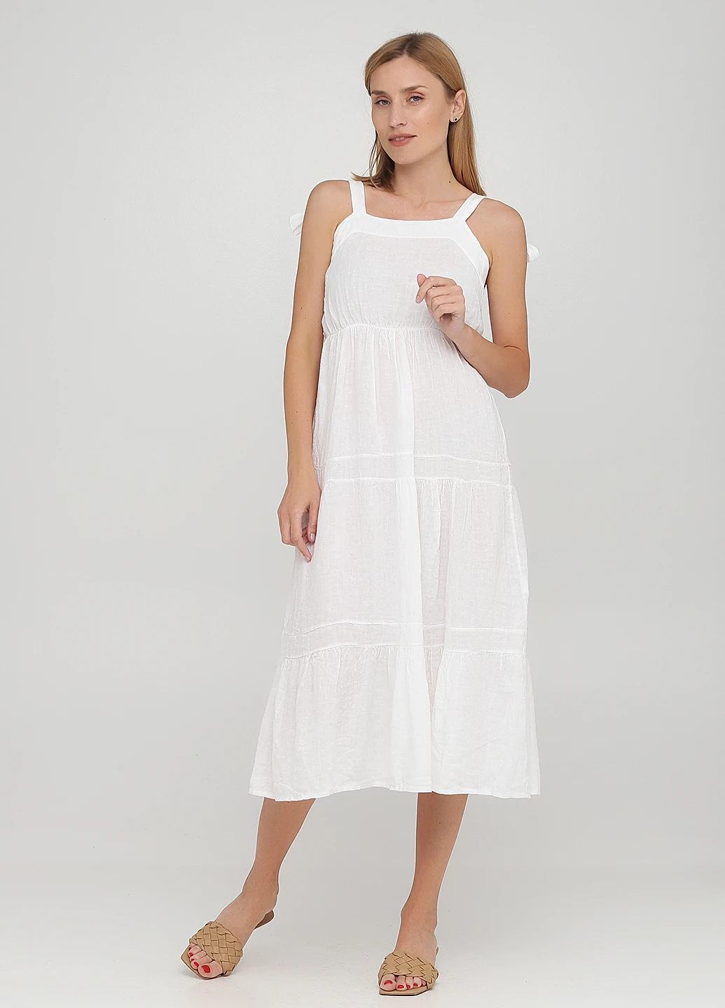 Белое кэжуал платье клеш New Collection однотонное