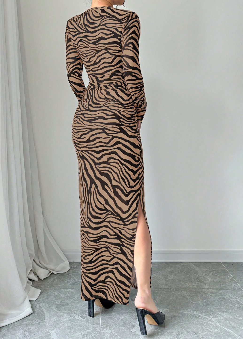 Кавова кежуал сукня SHEIN з тваринним принтом