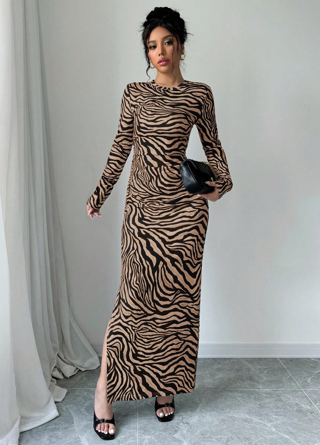 Кавова кежуал сукня SHEIN з тваринним принтом