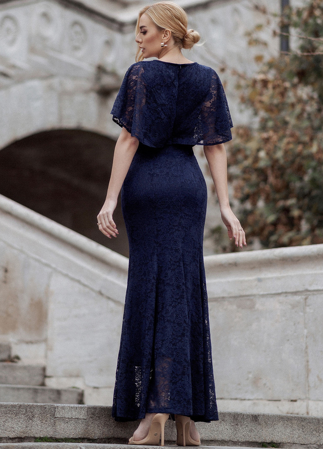 Темно-синя вечірня сукня годе SHEIN однотонна