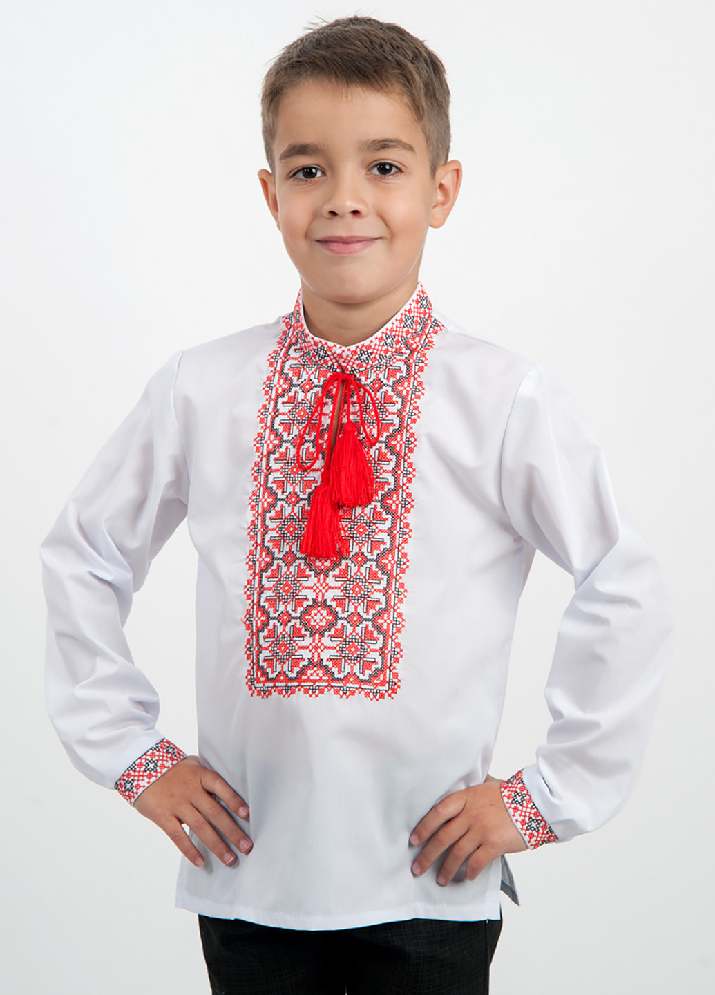 Белая кэжуал рубашка Vyshyvanka с длинным рукавом