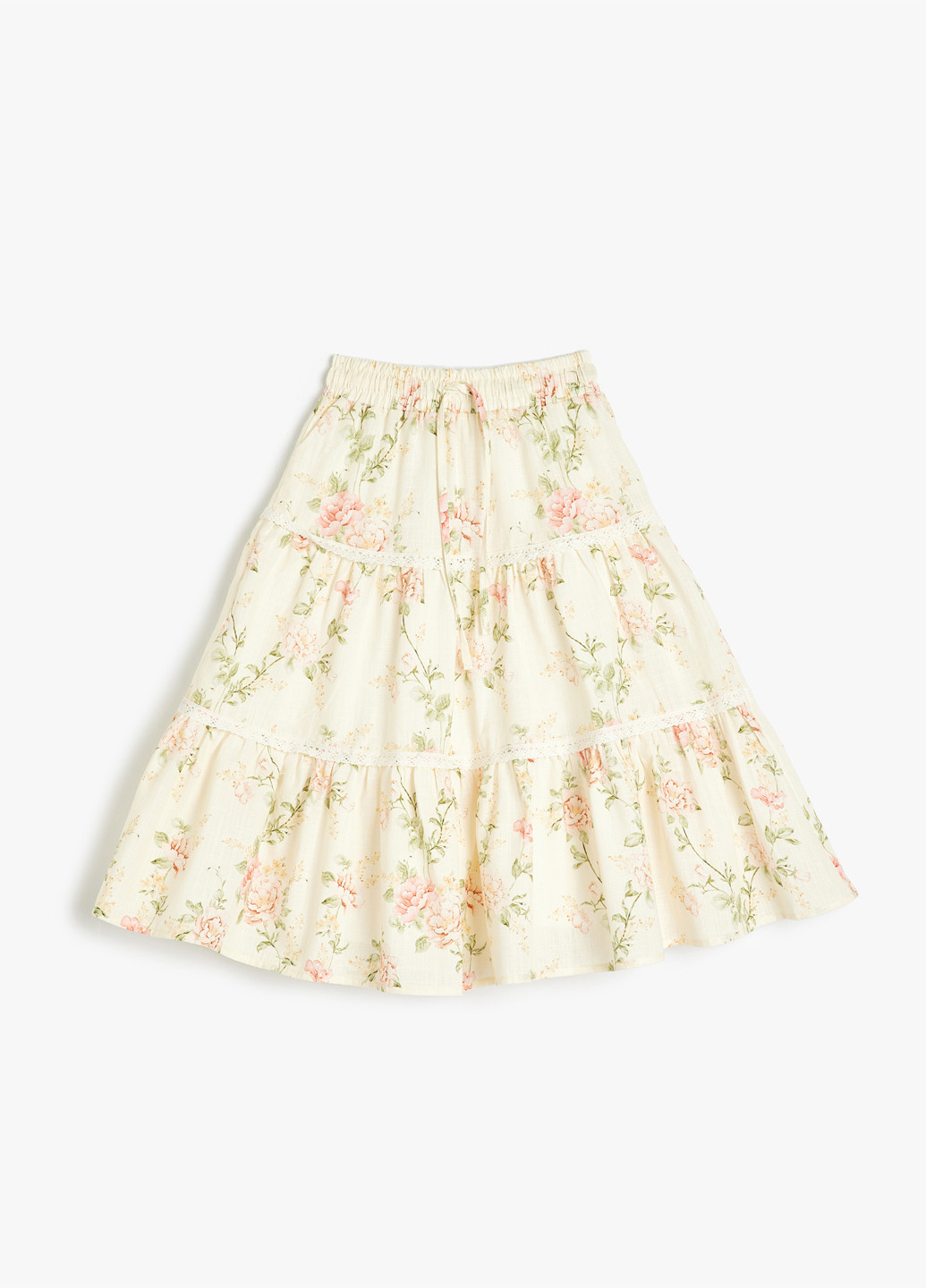 Кремовая кэжуал цветочной расцветки юбка KOTON клешированная