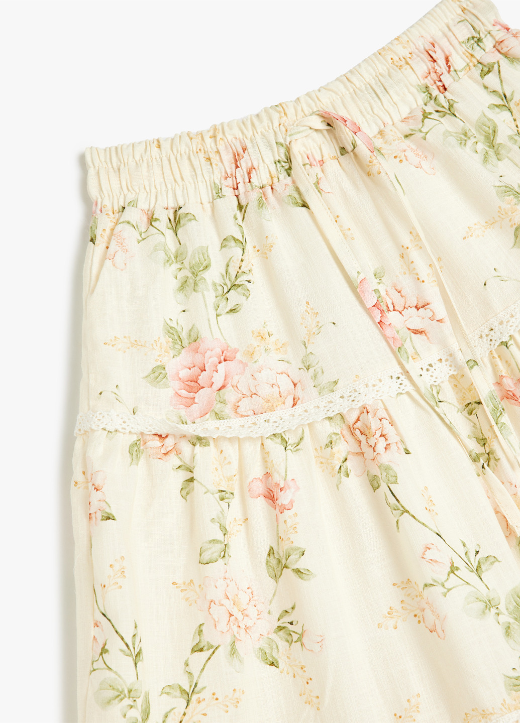 Кремовая кэжуал цветочной расцветки юбка KOTON клешированная