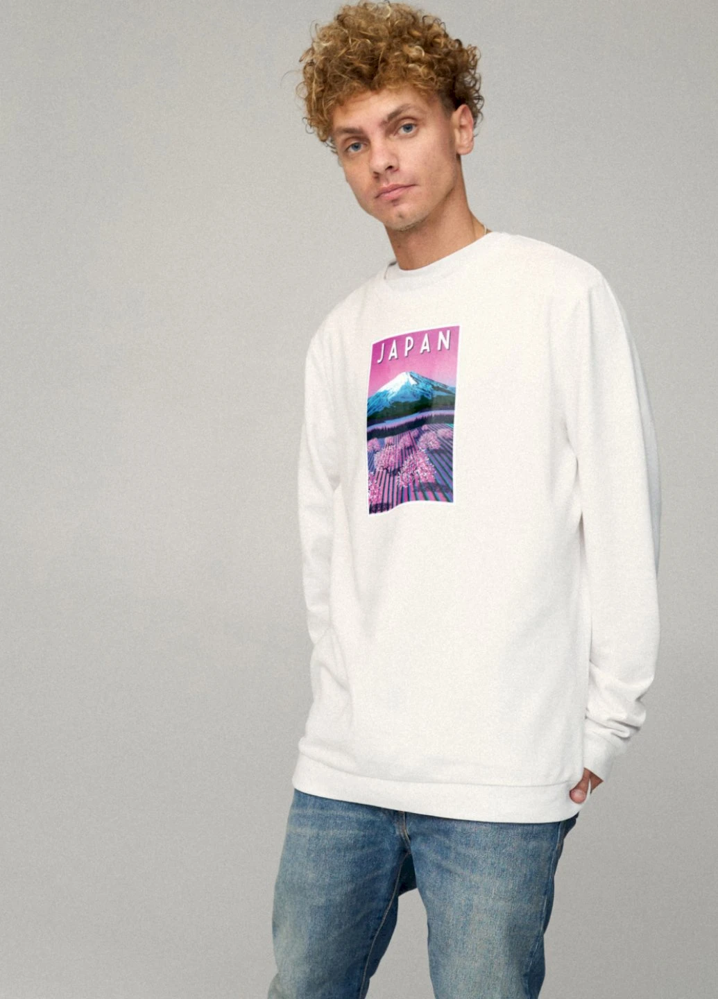 Белый світшот чоловічий oversize /no flis/ YAPPI рисунок (254557373)