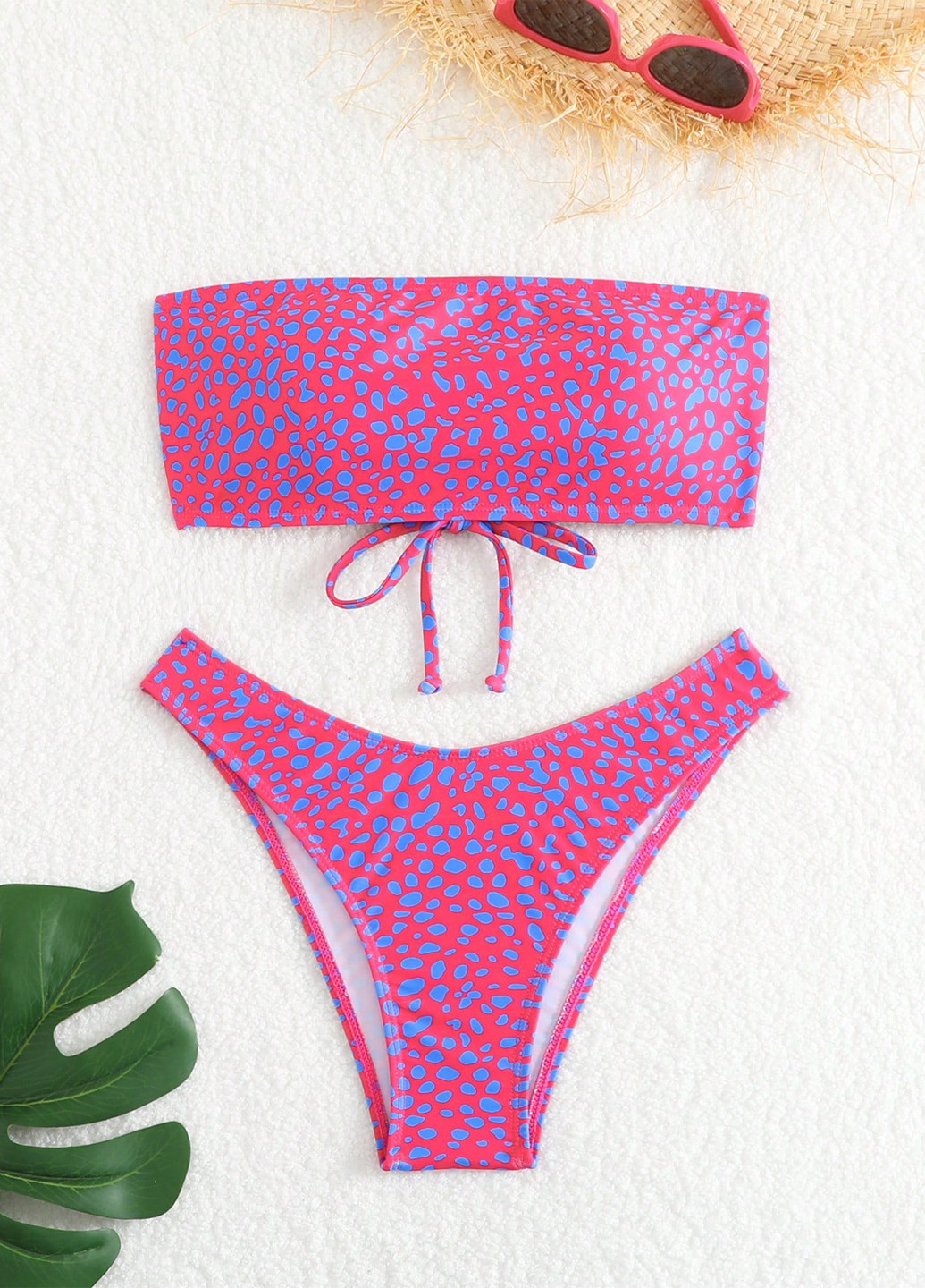 Комбинированный летний купальник (лиф, трусики) бандо, раздельный SHEIN