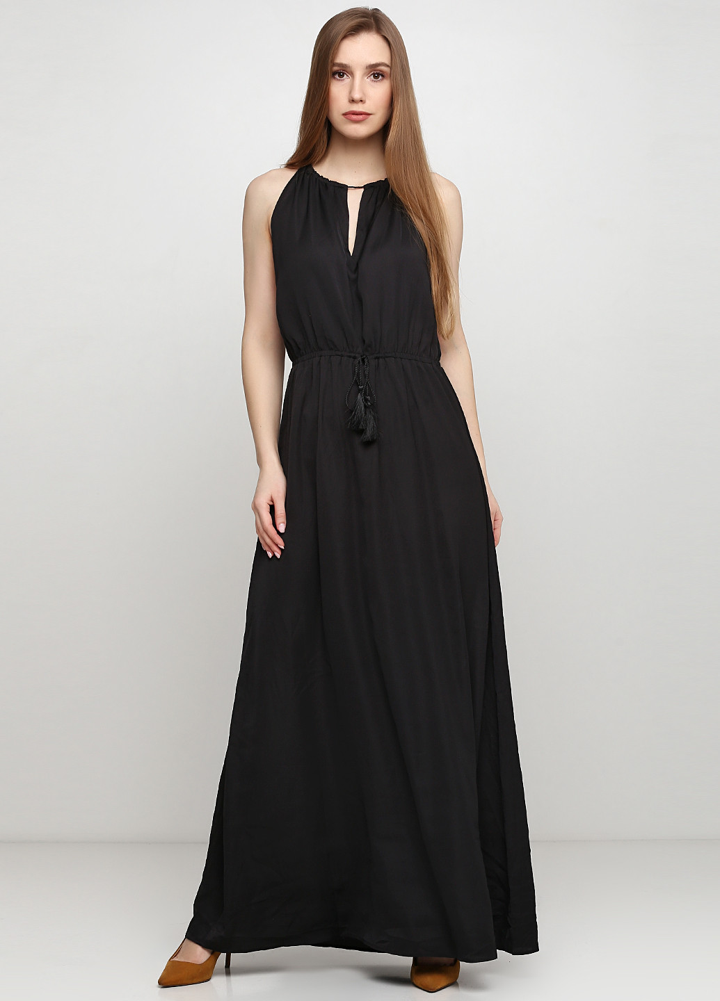Черное вечернее платье клеш H&M однотонное
